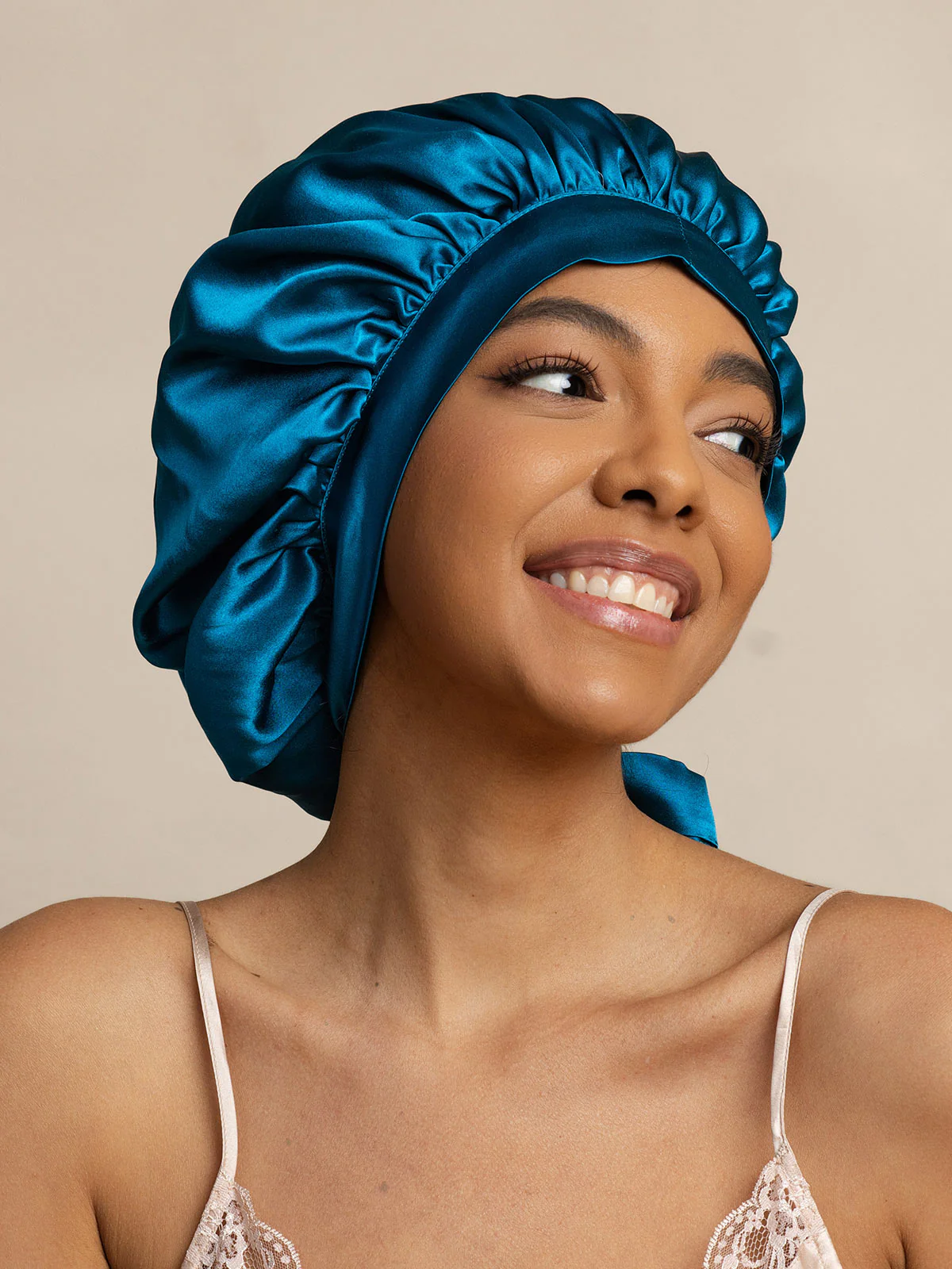 Bonnet de nuit élégant en soie pure avec longs rubans - Image 50