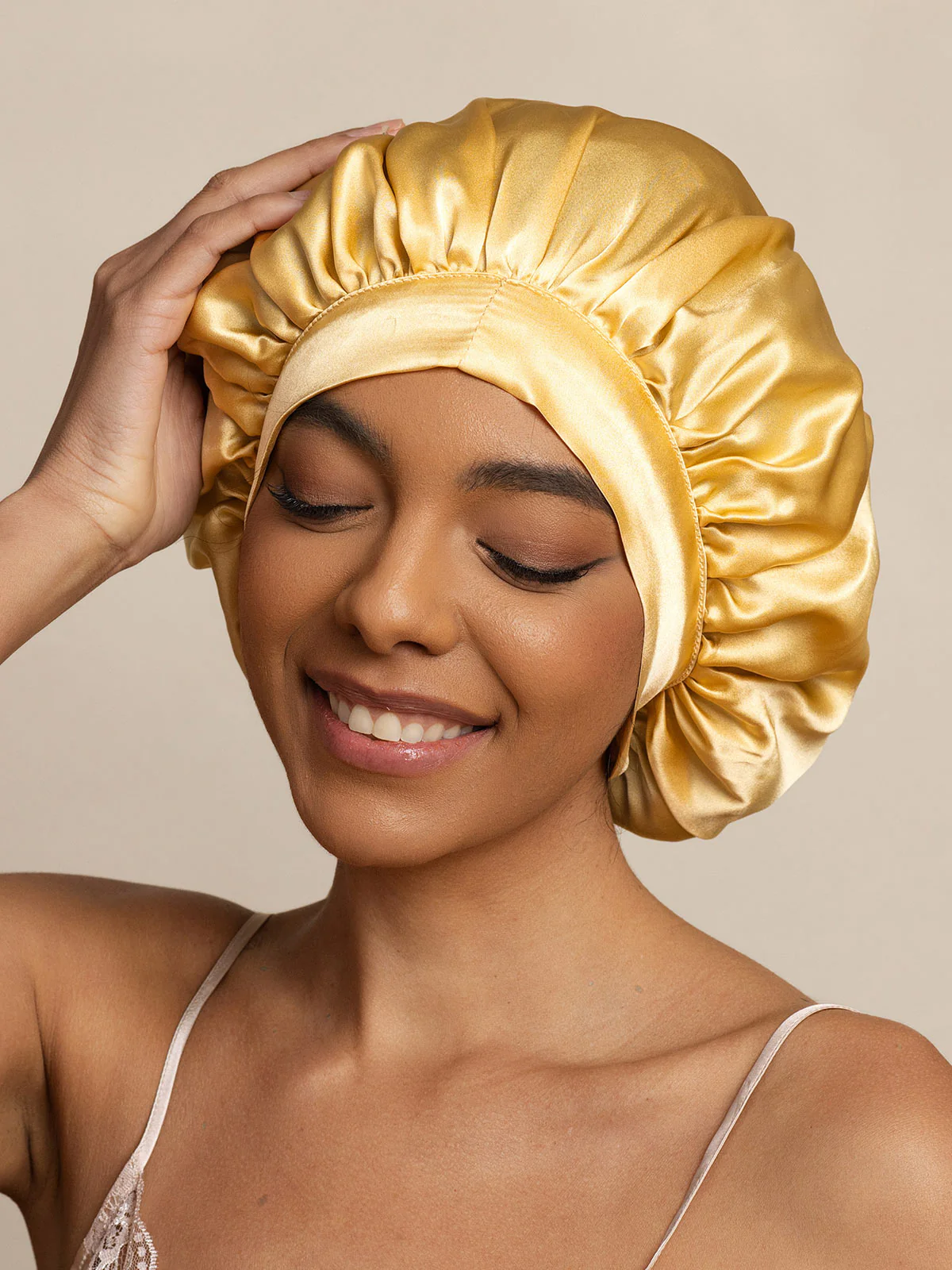 Bonnet de nuit élégant en soie pure avec longs rubans - Image 53