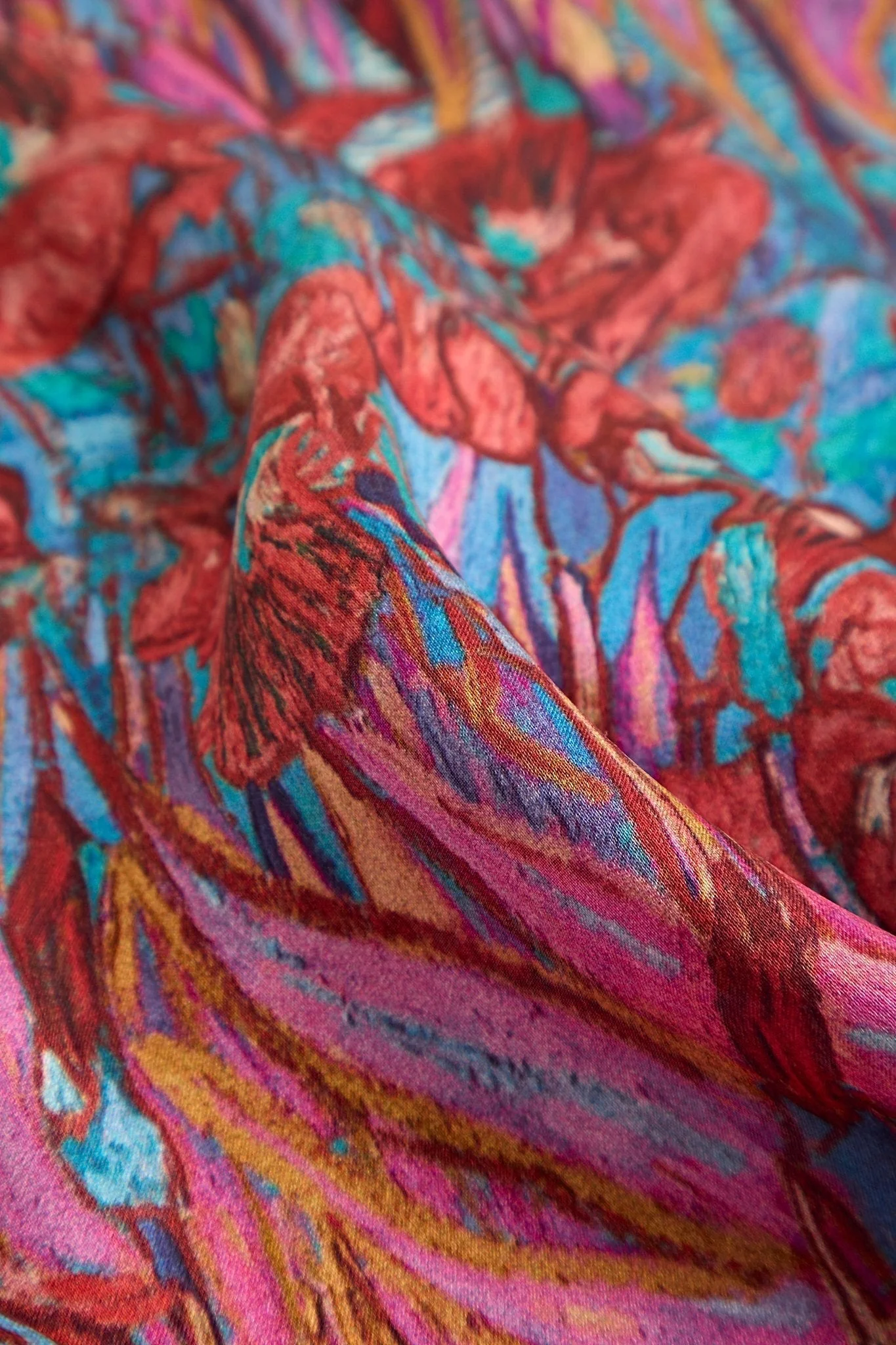 Carré en Soie Pure à Motifs Floraux - Taille 53x53cm - Image 4