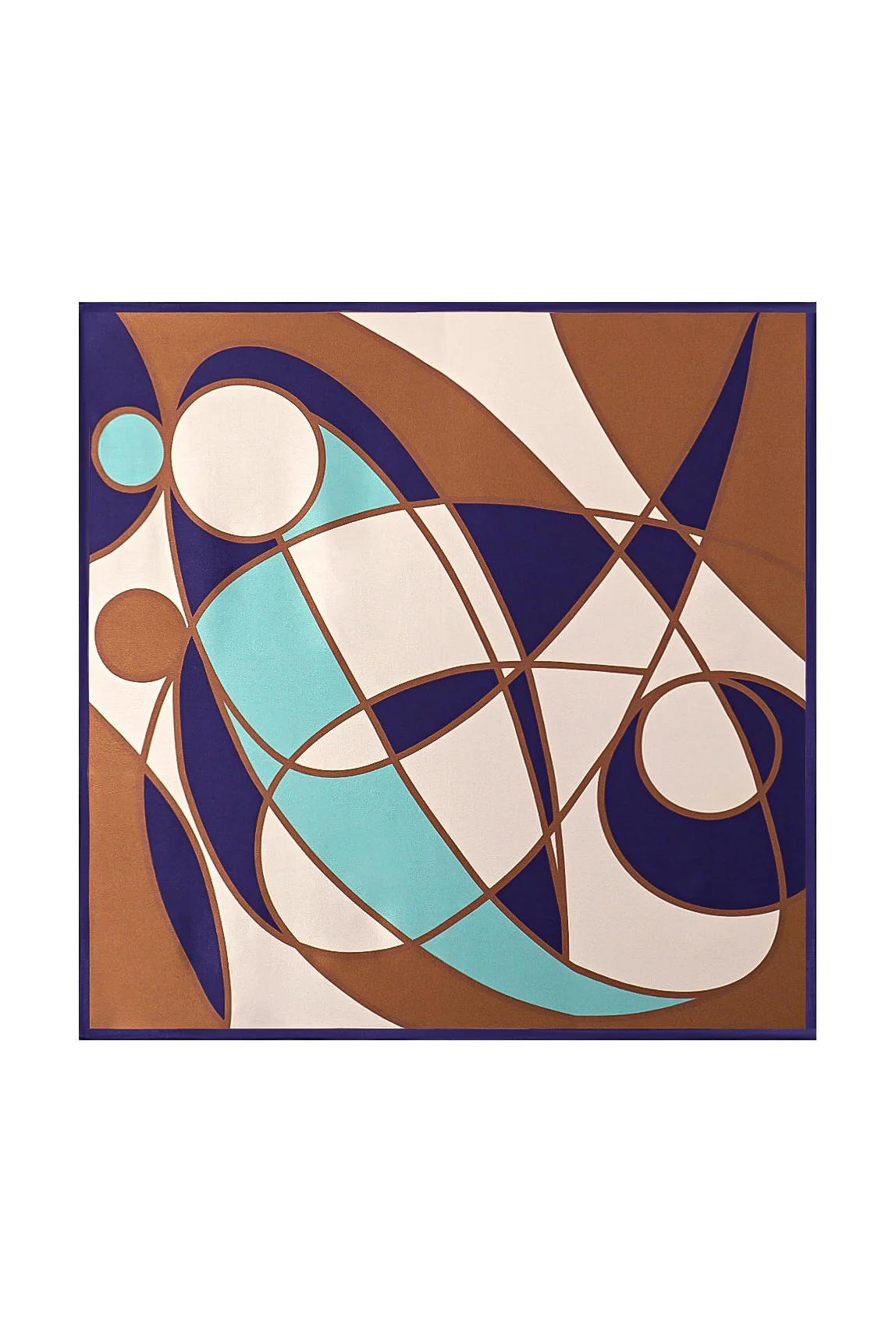 Foulard Carré en Pure Soie à Motif Géométrique - Taille 53x53cm