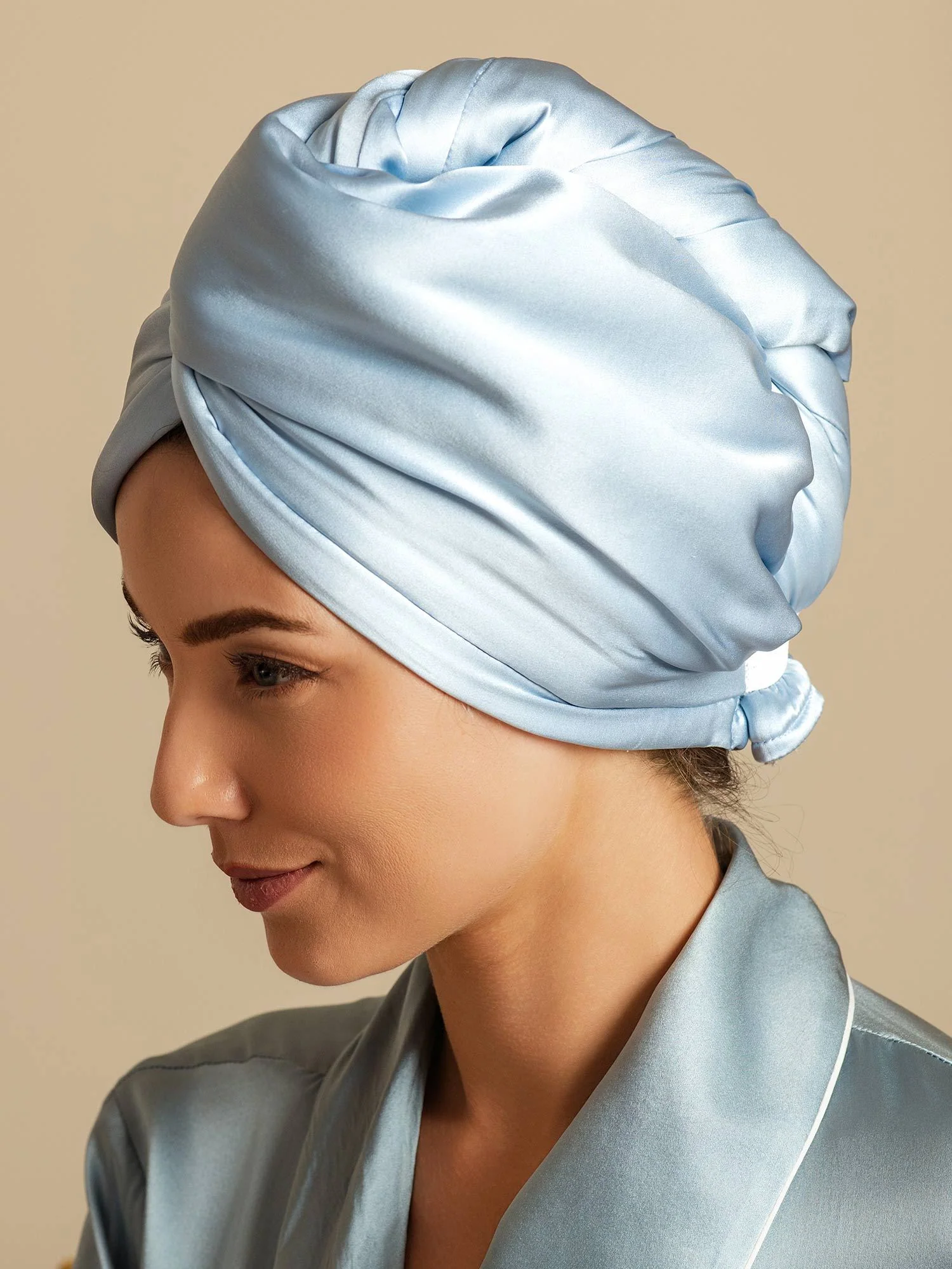 100% Soie de Mûrier Serviette Cheveux Double Face – Séchage Rapide, Anti-Frisottis & Doux pour les Cheveux - Image 36