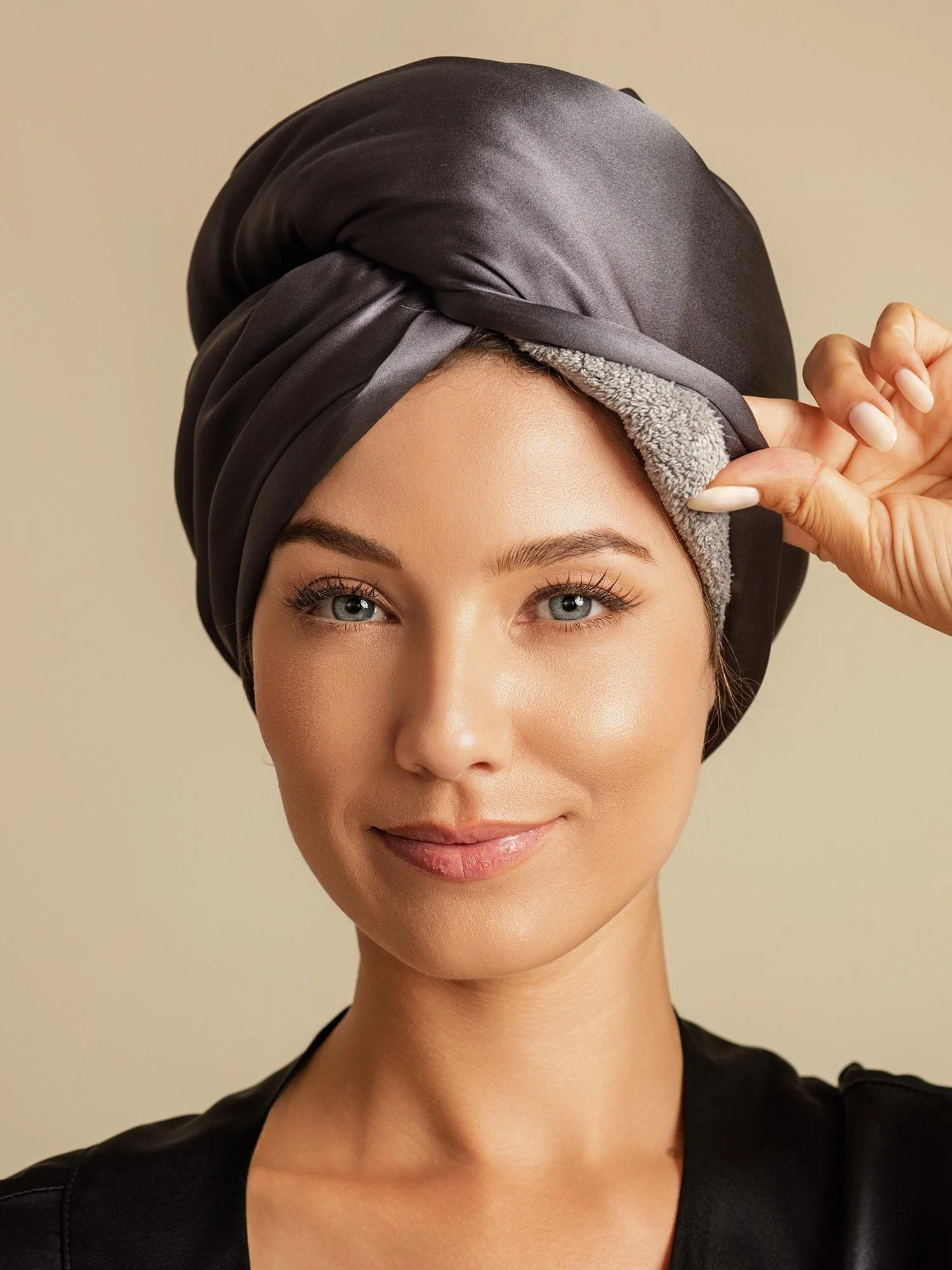 100% Soie de Mûrier Serviette Cheveux Double Face – Séchage Rapide, Anti-Frisottis & Doux pour les Cheveux - Image 43
