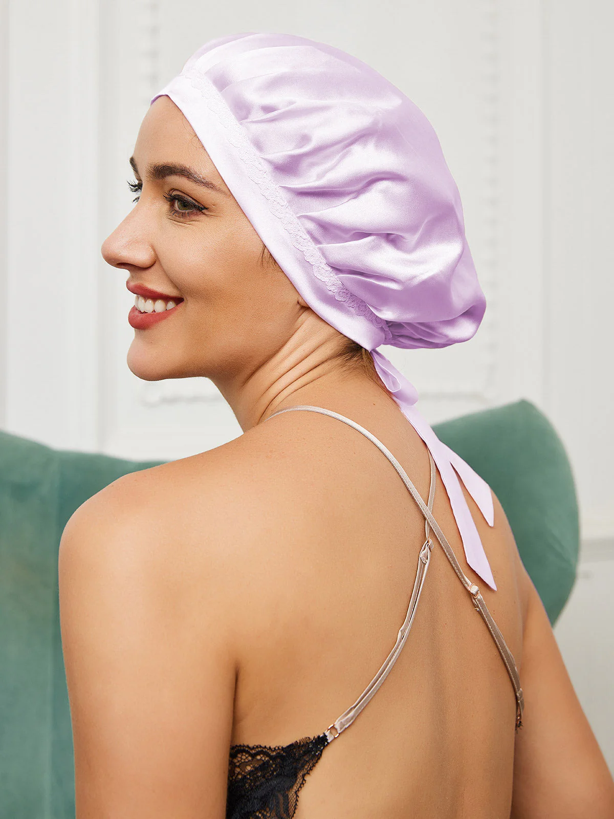 Bonnet en Dentelle de Soie Pure avec Rubans - Image 16