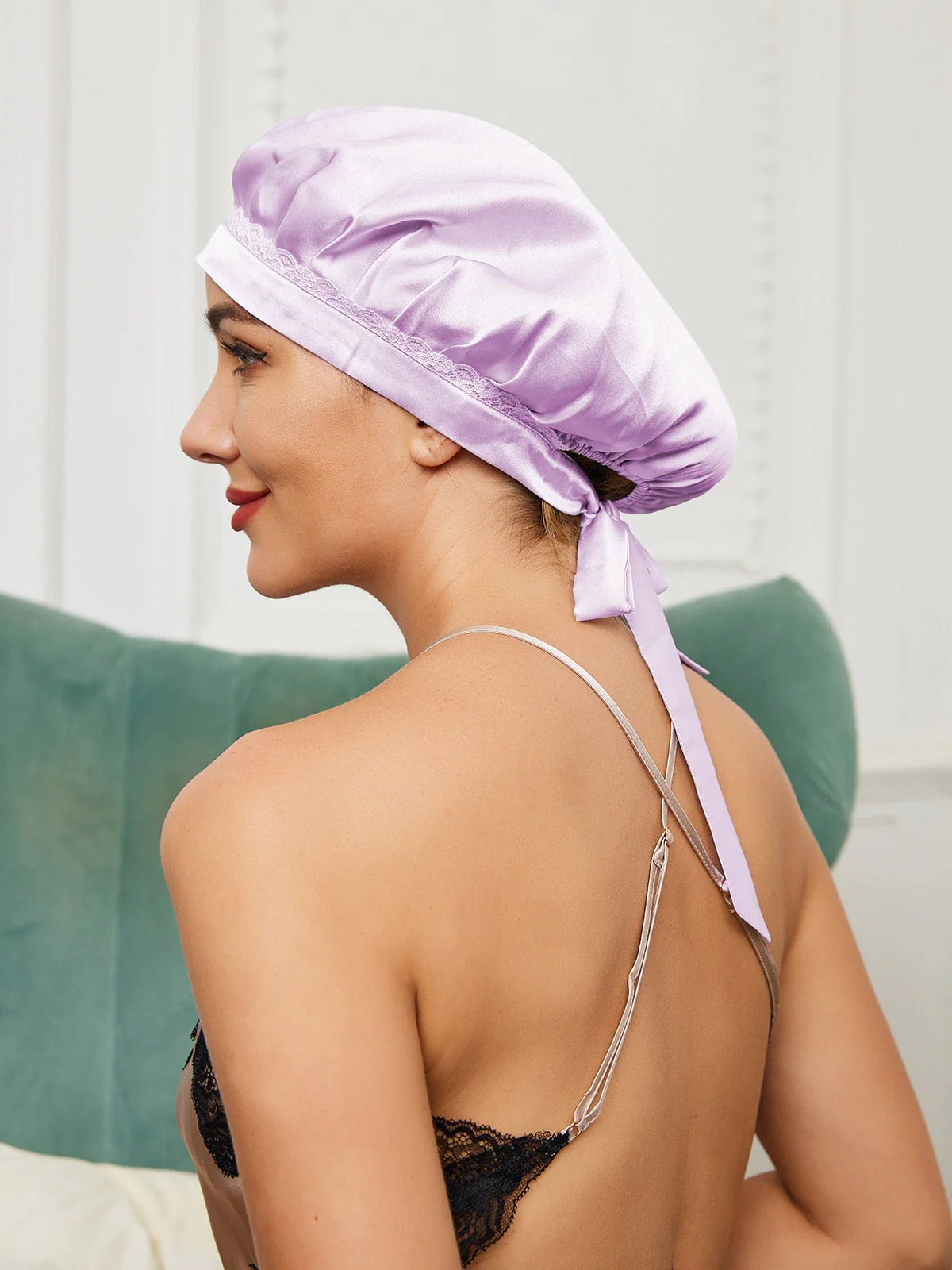 Bonnet en Dentelle de Soie Pure avec Rubans - Image 17