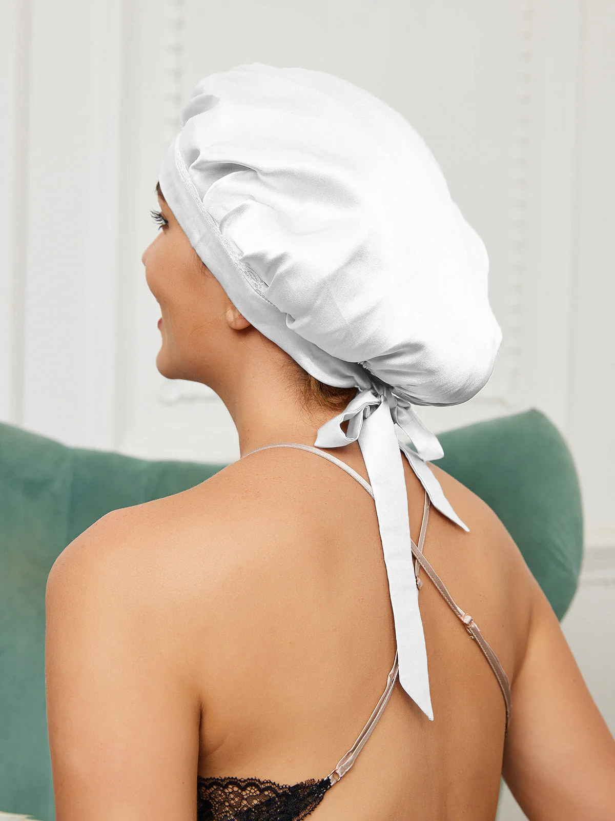 Bonnet en Dentelle de Soie Pure avec Rubans - Image 21