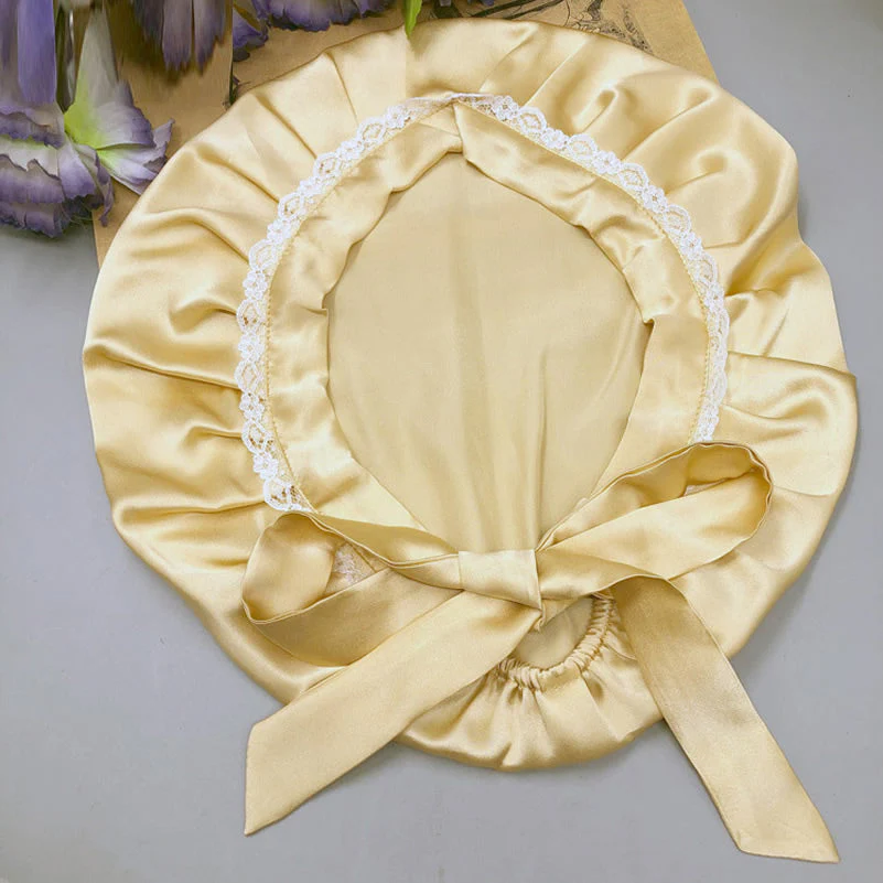 Bonnet en Dentelle de Soie Pure avec Rubans - Image 26