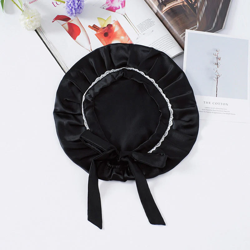 Bonnet en Dentelle de Soie Pure avec Rubans - Image 4