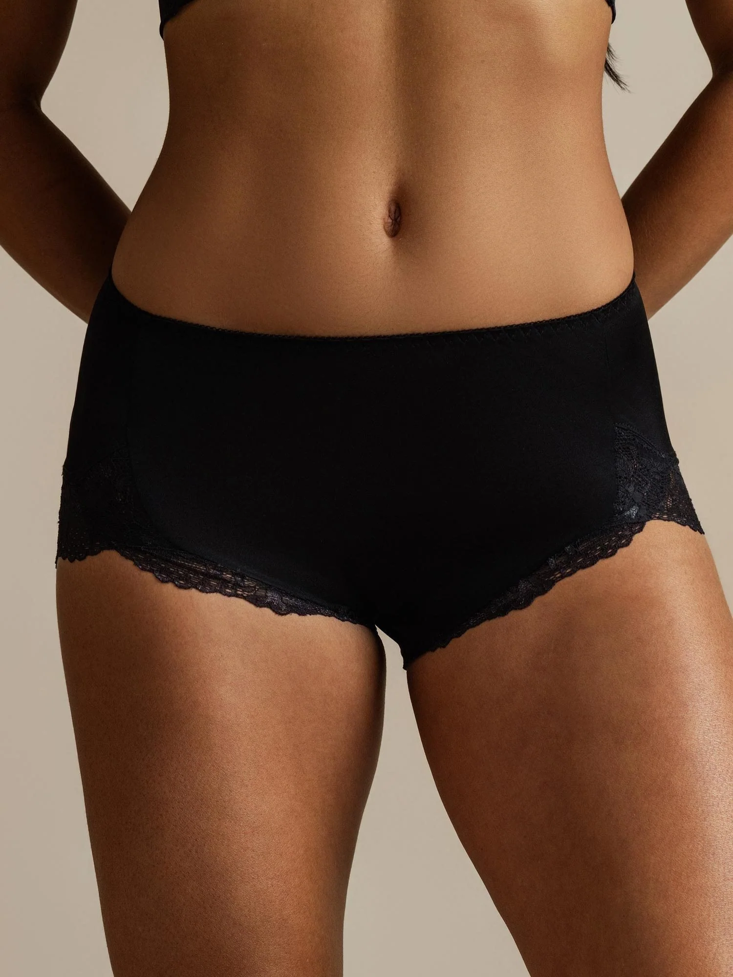 100% Soie de mûrier Culotte Taille Haute Avec Dentelle - Image 14