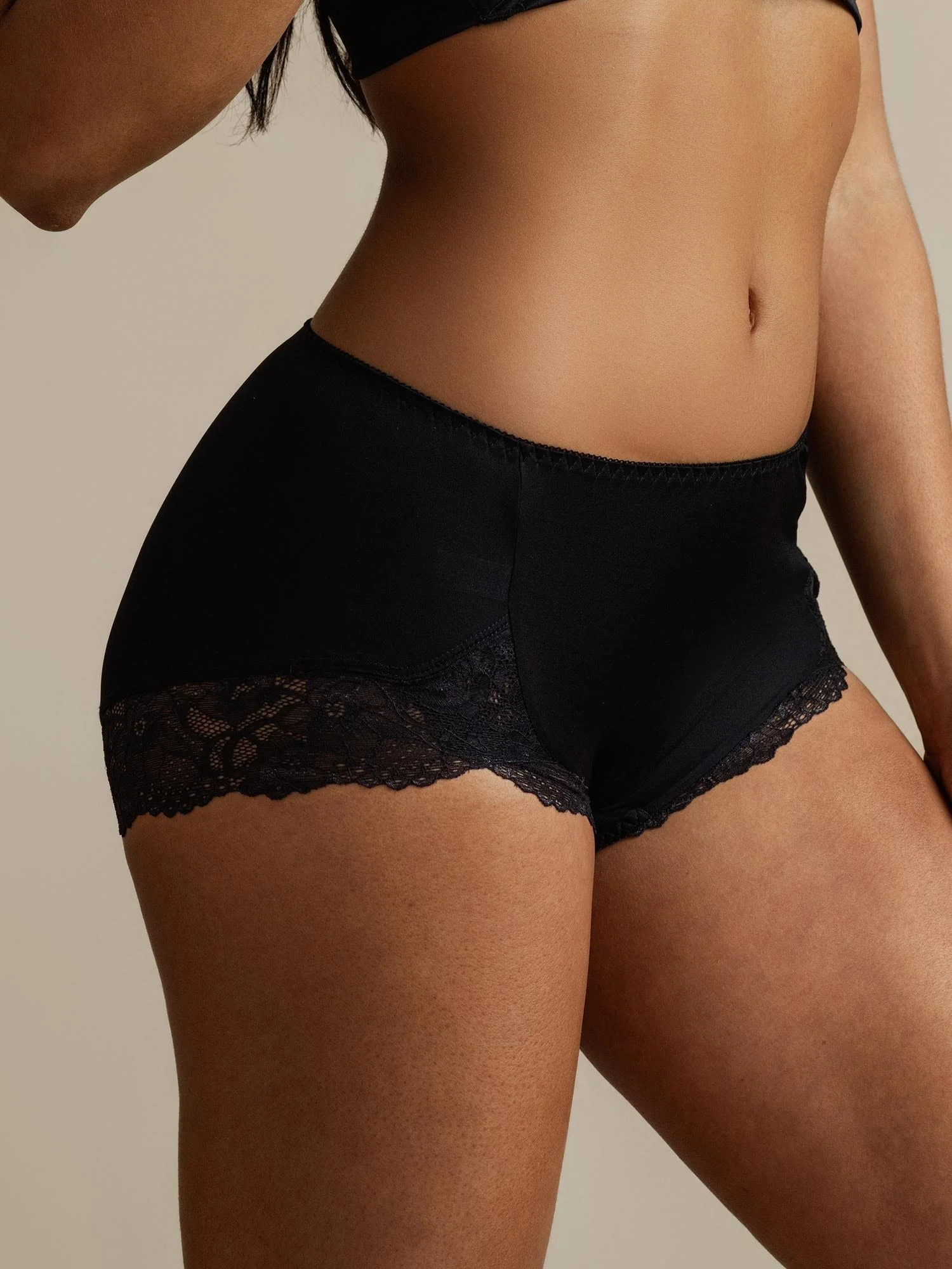 100% Soie de mûrier Culotte Taille Haute Avec Dentelle - Image 15