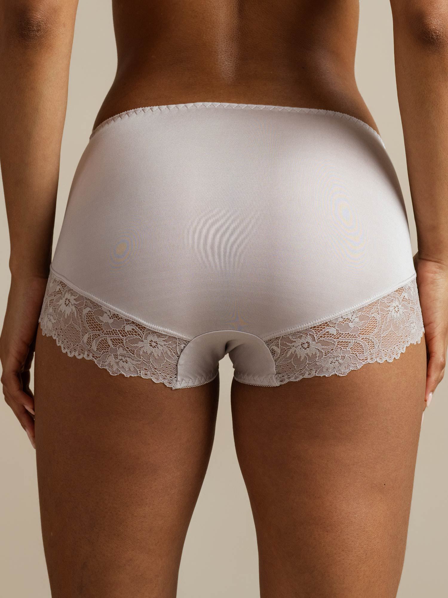100% Soie de mûrier Culotte Taille Haute Avec Dentelle - Image 2