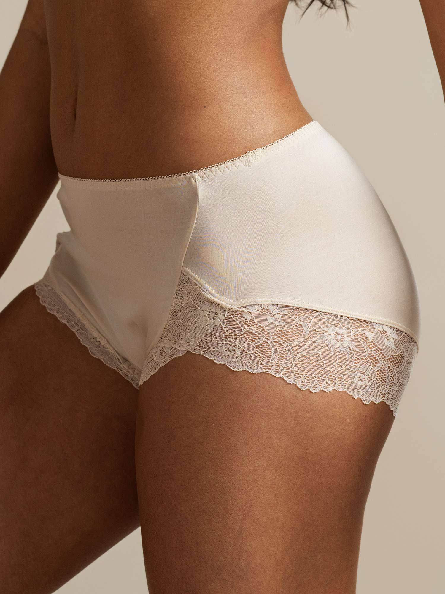100% Soie de mûrier Culotte Taille Haute Avec Dentelle - Image 26