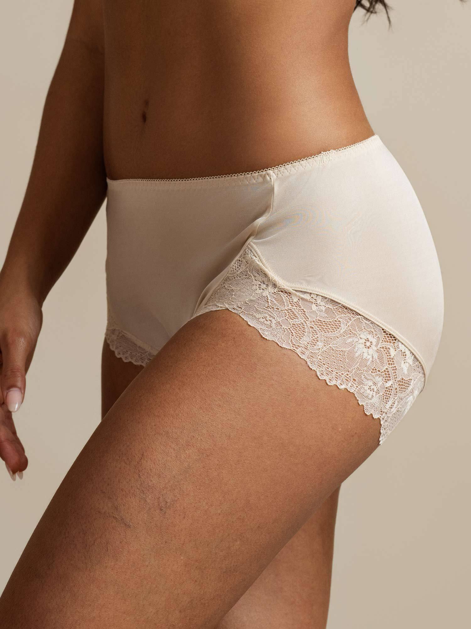 100% Soie de mûrier Culotte Taille Haute Avec Dentelle - Image 29