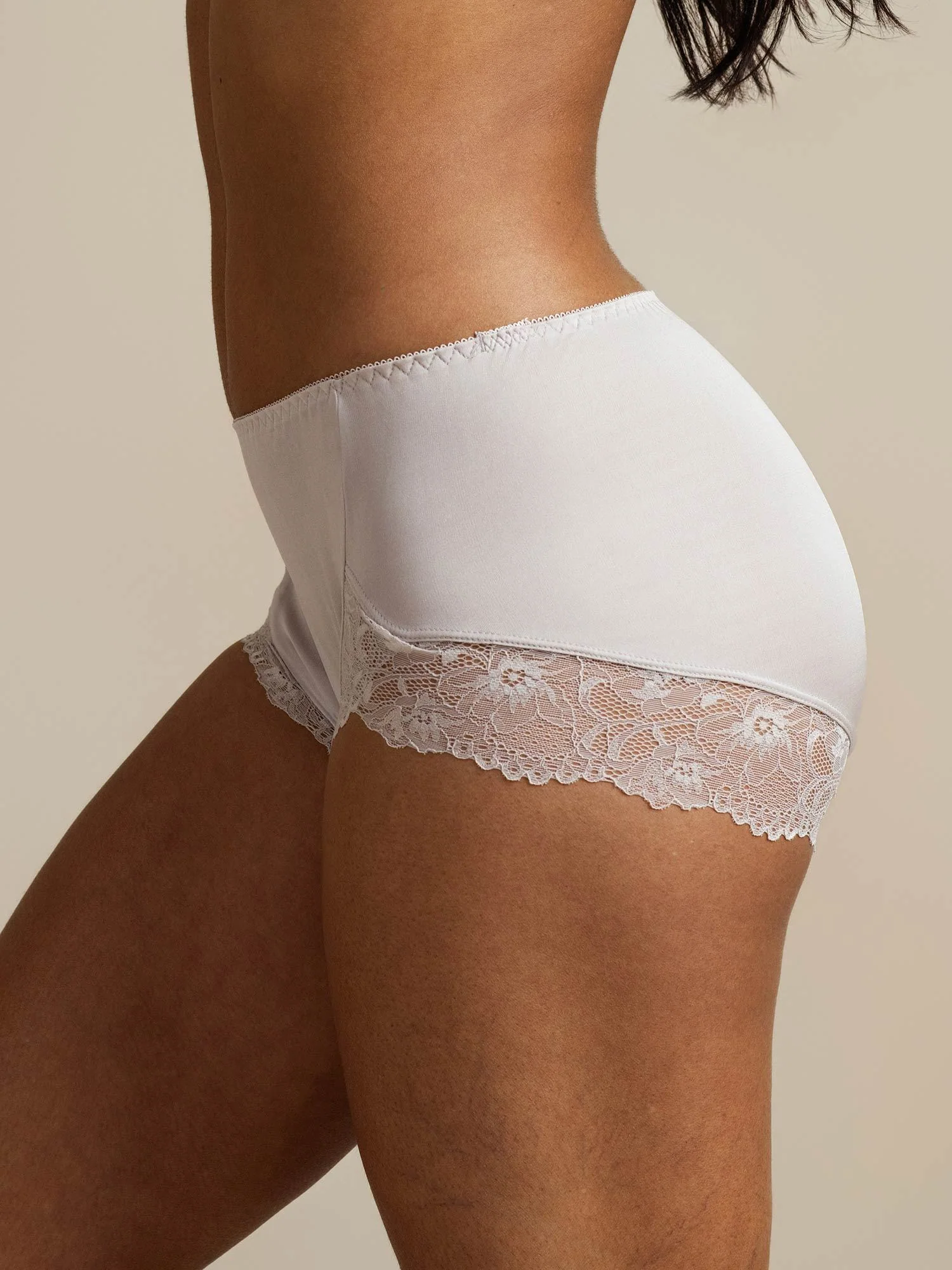 100% Soie de mûrier Culotte Taille Haute Avec Dentelle - Image 8