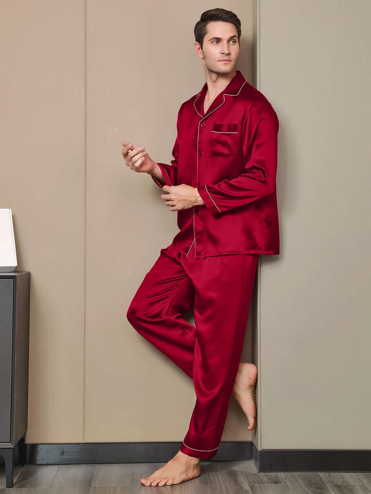 Ensemble Pyjama Pour Homme En Pure Soie À Manches Longues - Image 11