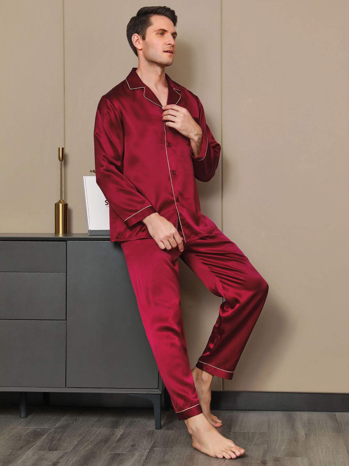 Ensemble Pyjama Pour Homme En Pure Soie À Manches Longues - Image 15