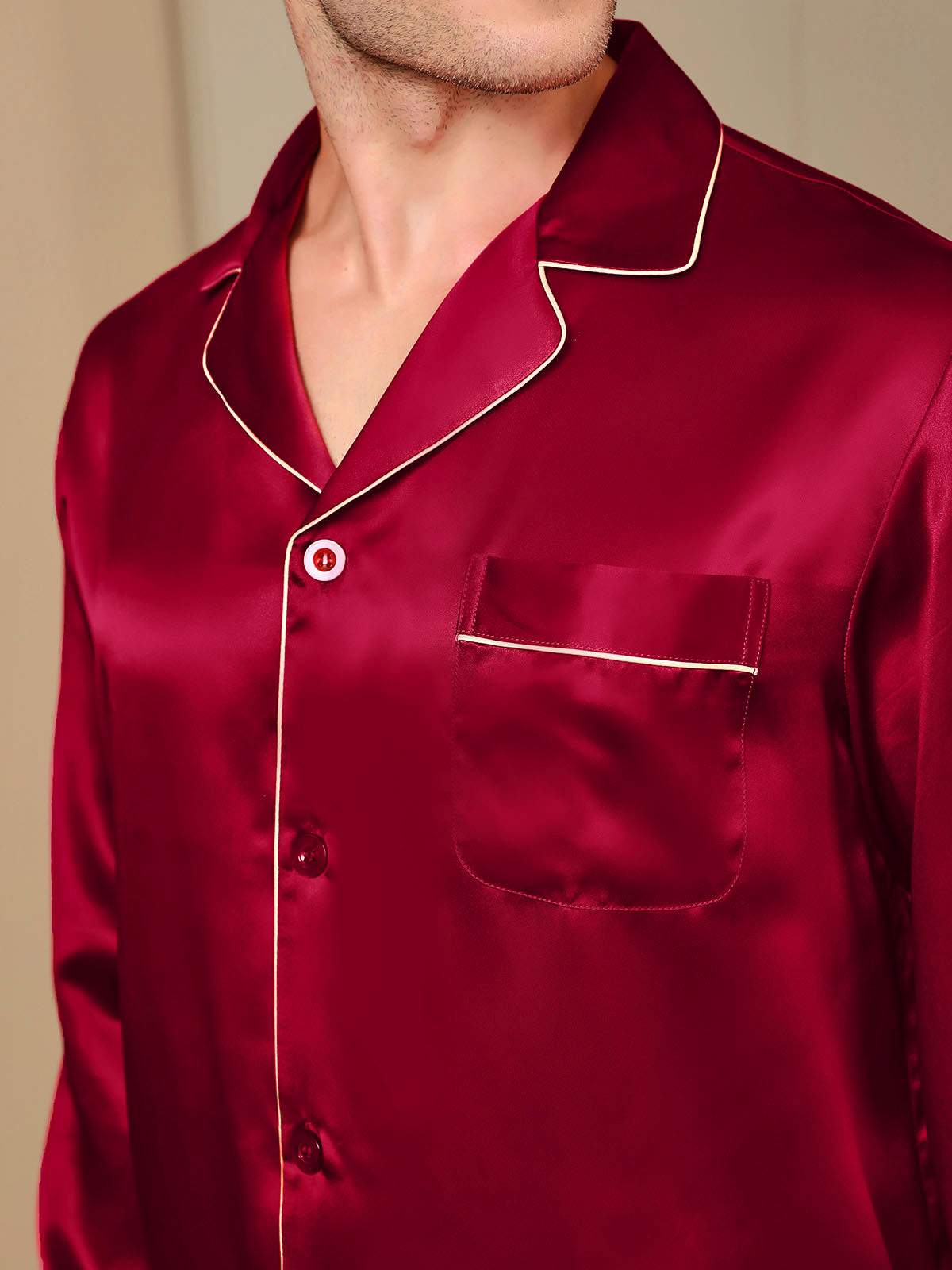 Ensemble Pyjama Pour Homme En Pure Soie À Manches Longues - Image 18