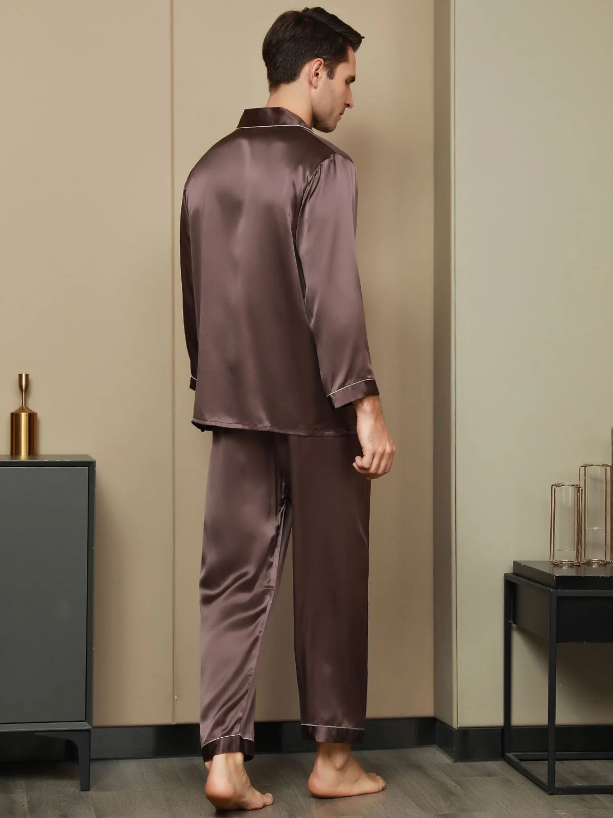 Ensemble Pyjama Pour Homme En Pure Soie À Manches Longues - Image 21
