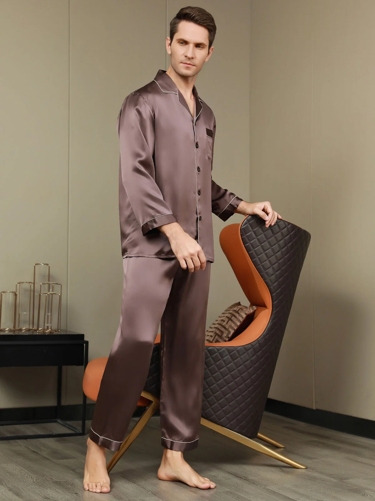Ensemble Pyjama Pour Homme En Pure Soie À Manches Longues - Image 23