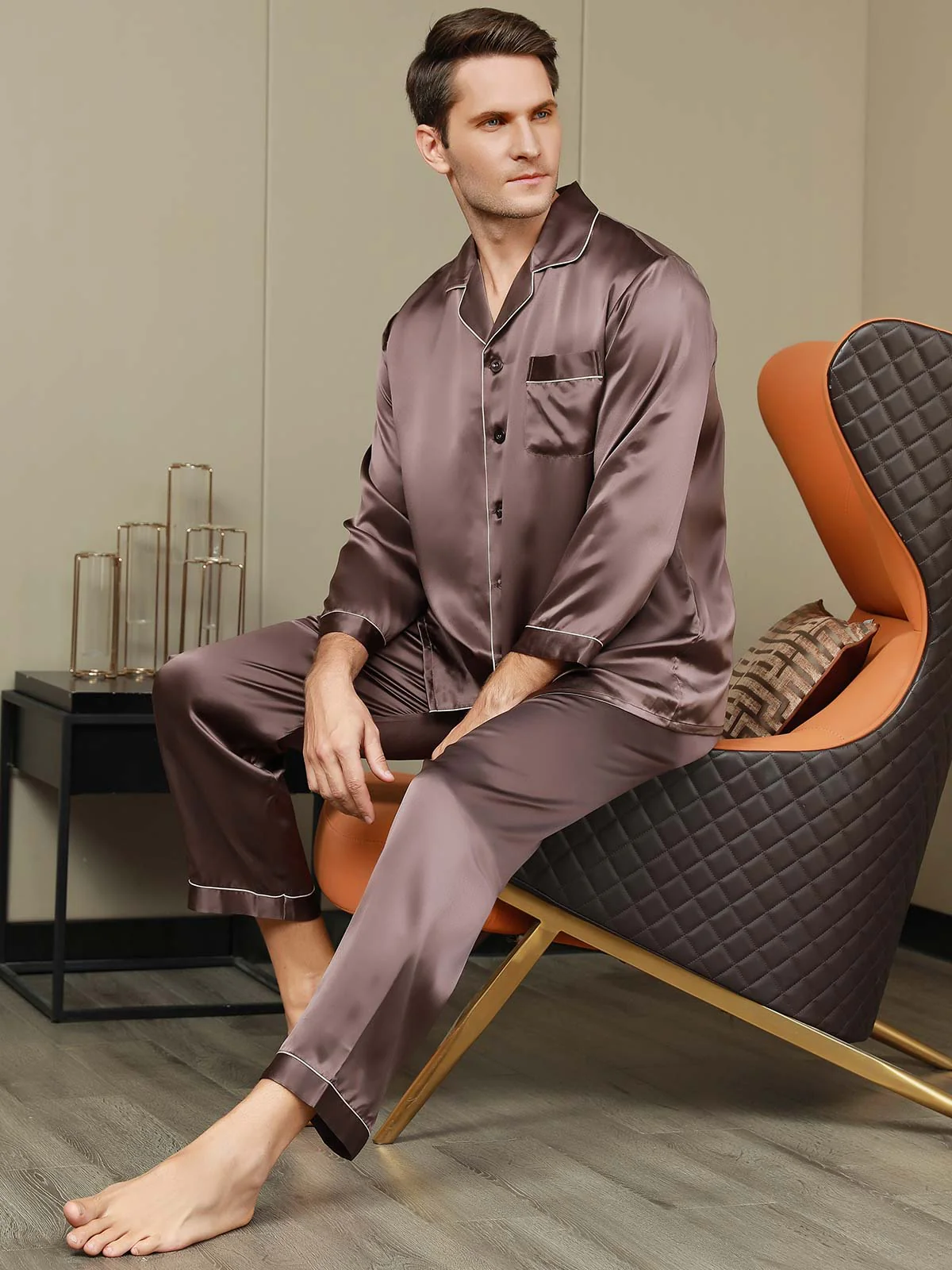 Ensemble Pyjama Pour Homme En Pure Soie À Manches Longues - Image 24