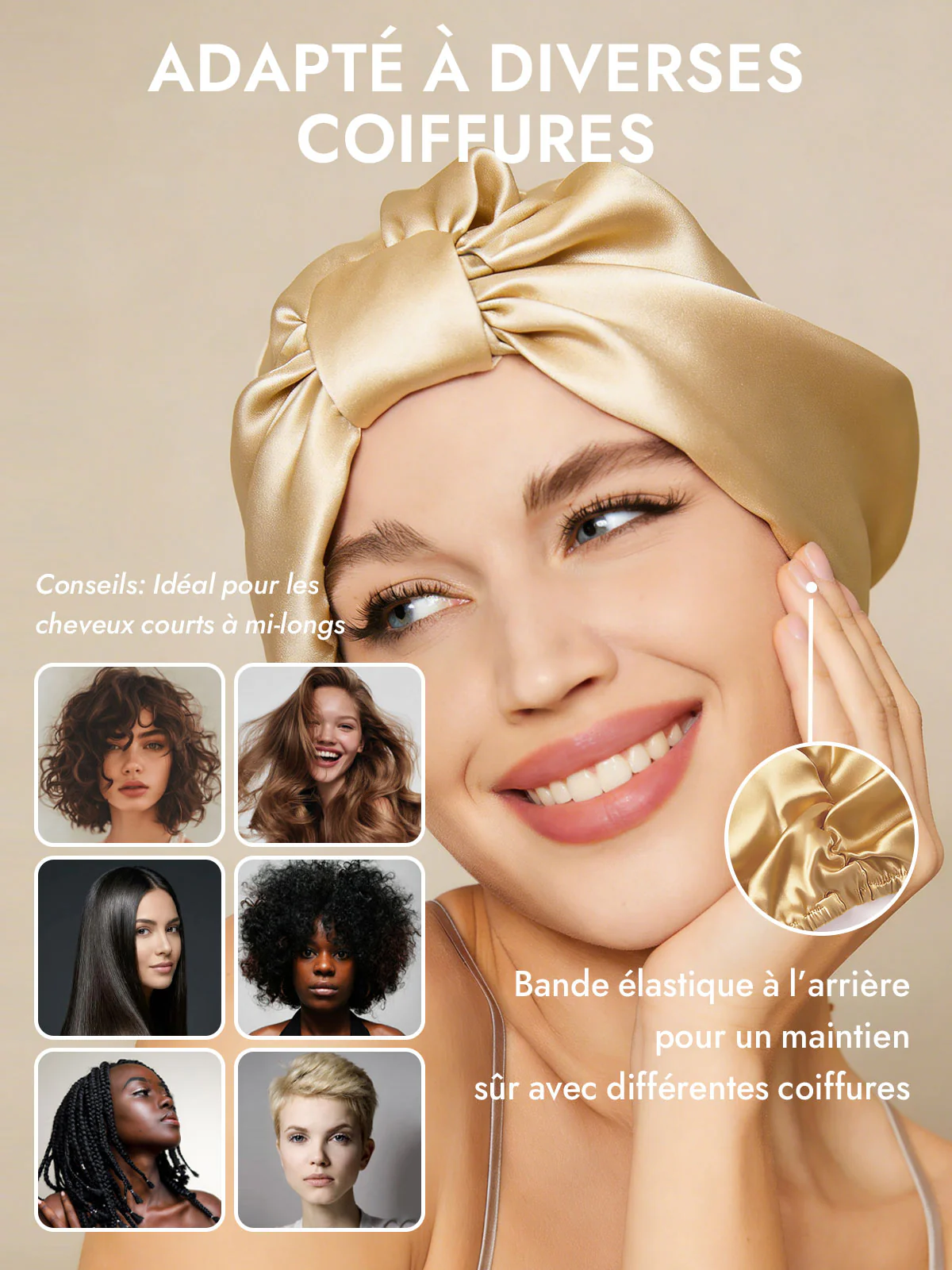 Bonnet Turban de Nuit en Pure Soie - Image 59