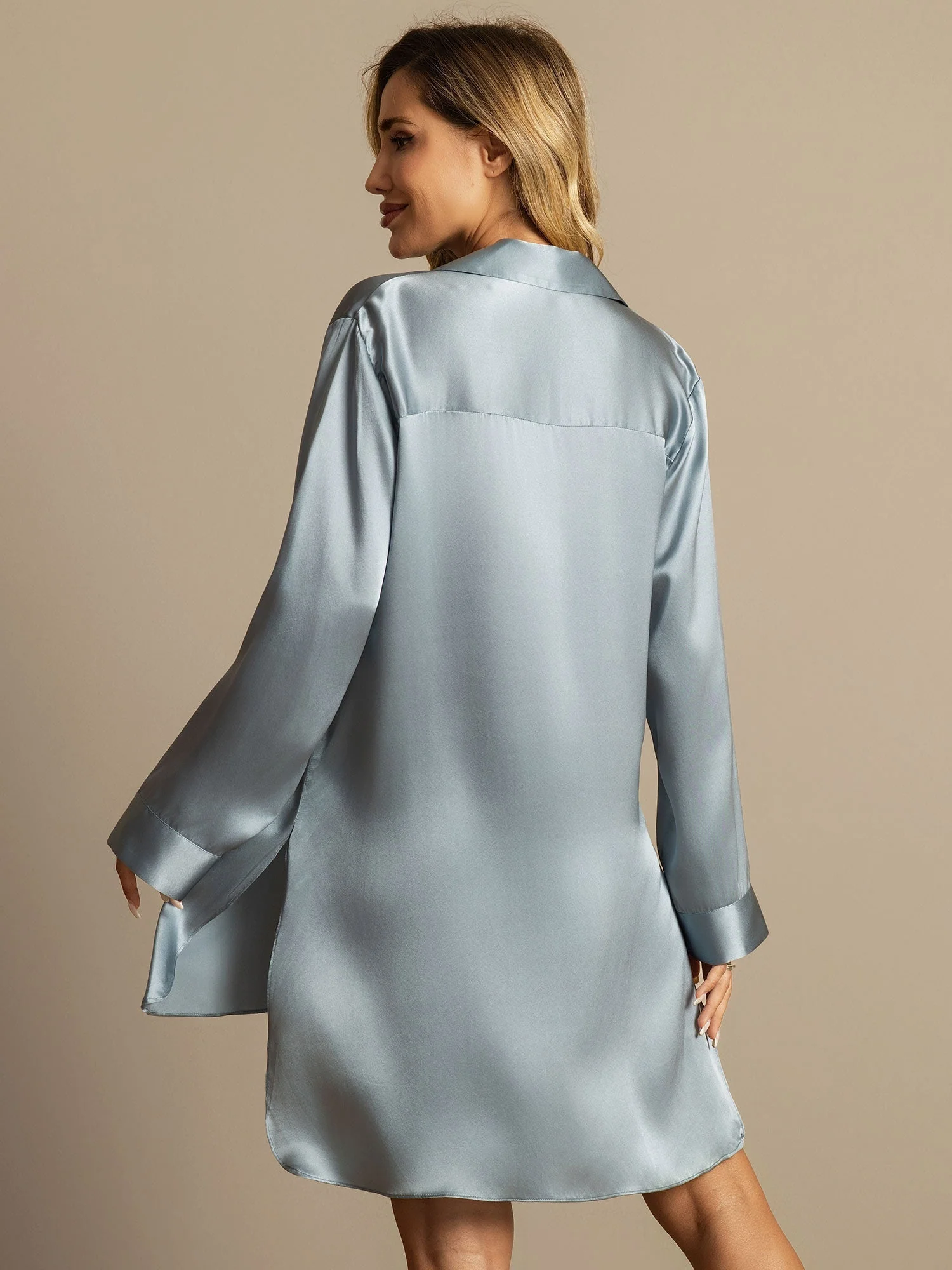 Chemise De Nuit En Pure Soie À Ourlet Asymétrique - Image 11