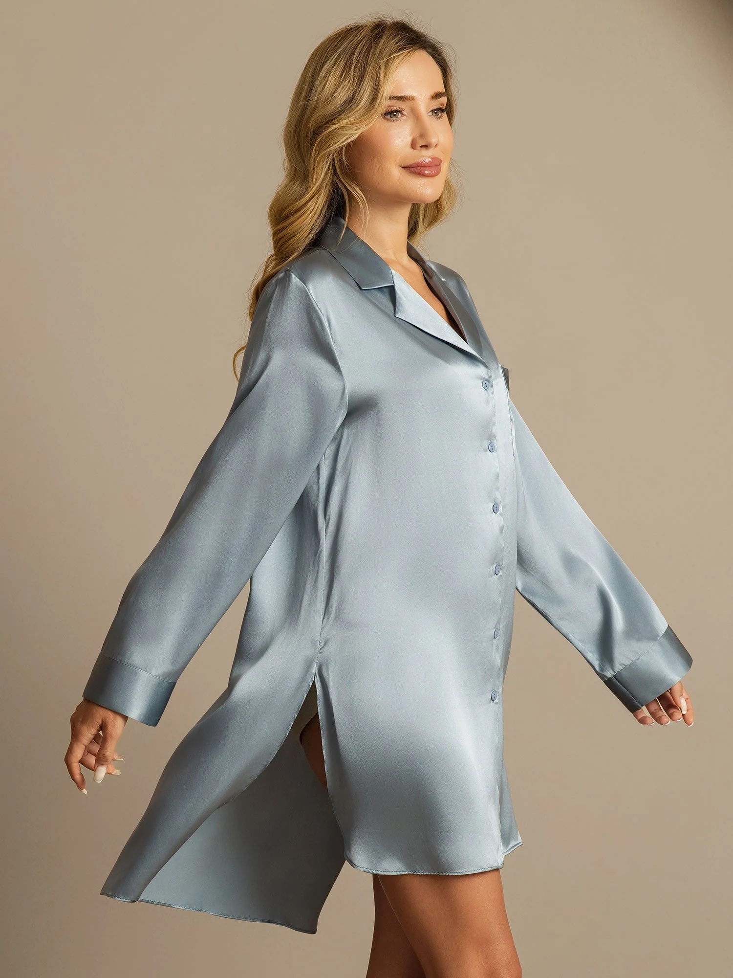Chemise De Nuit En Pure Soie À Ourlet Asymétrique - Image 14