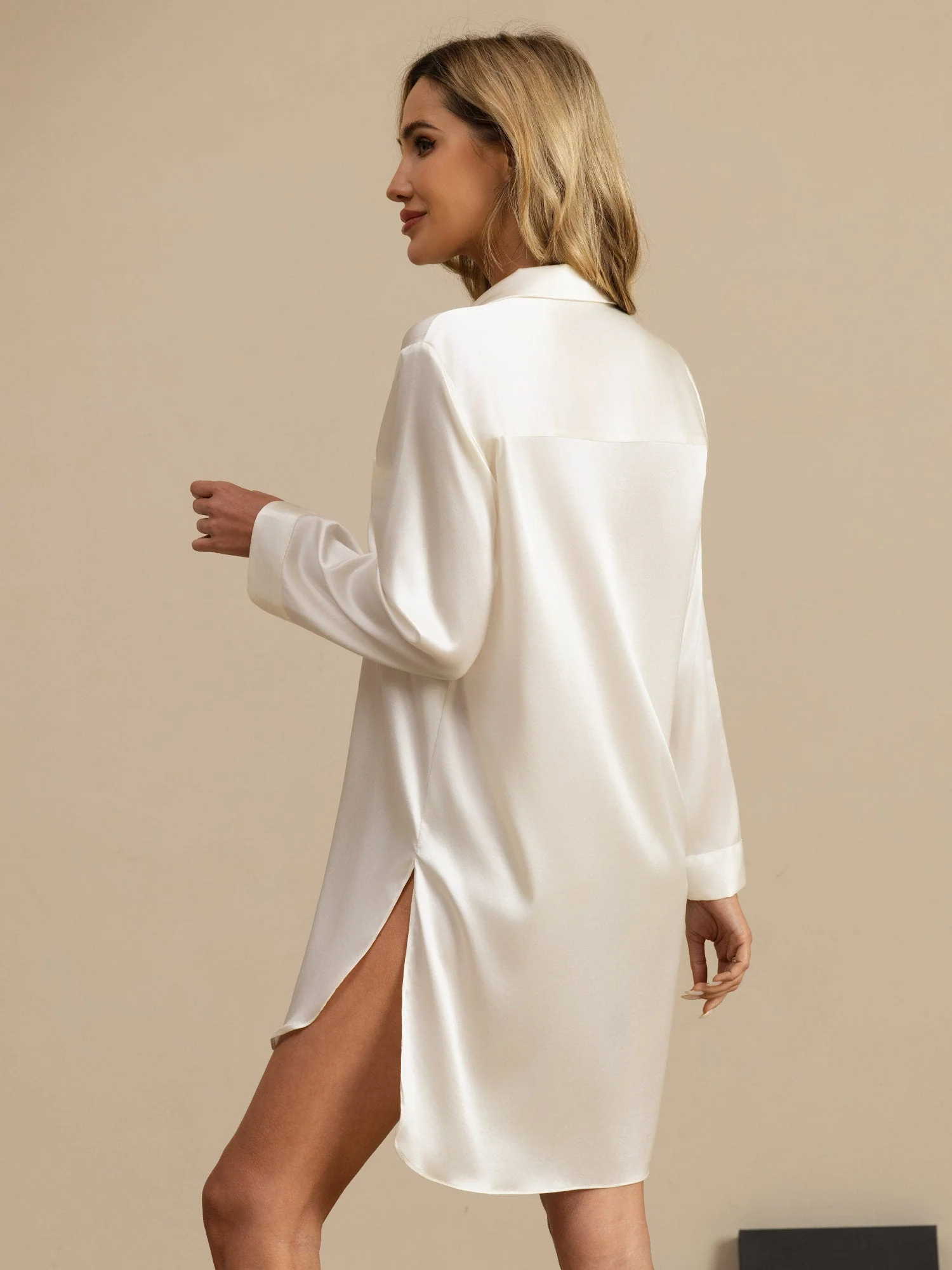 Chemise De Nuit En Pure Soie À Ourlet Asymétrique - Image 26