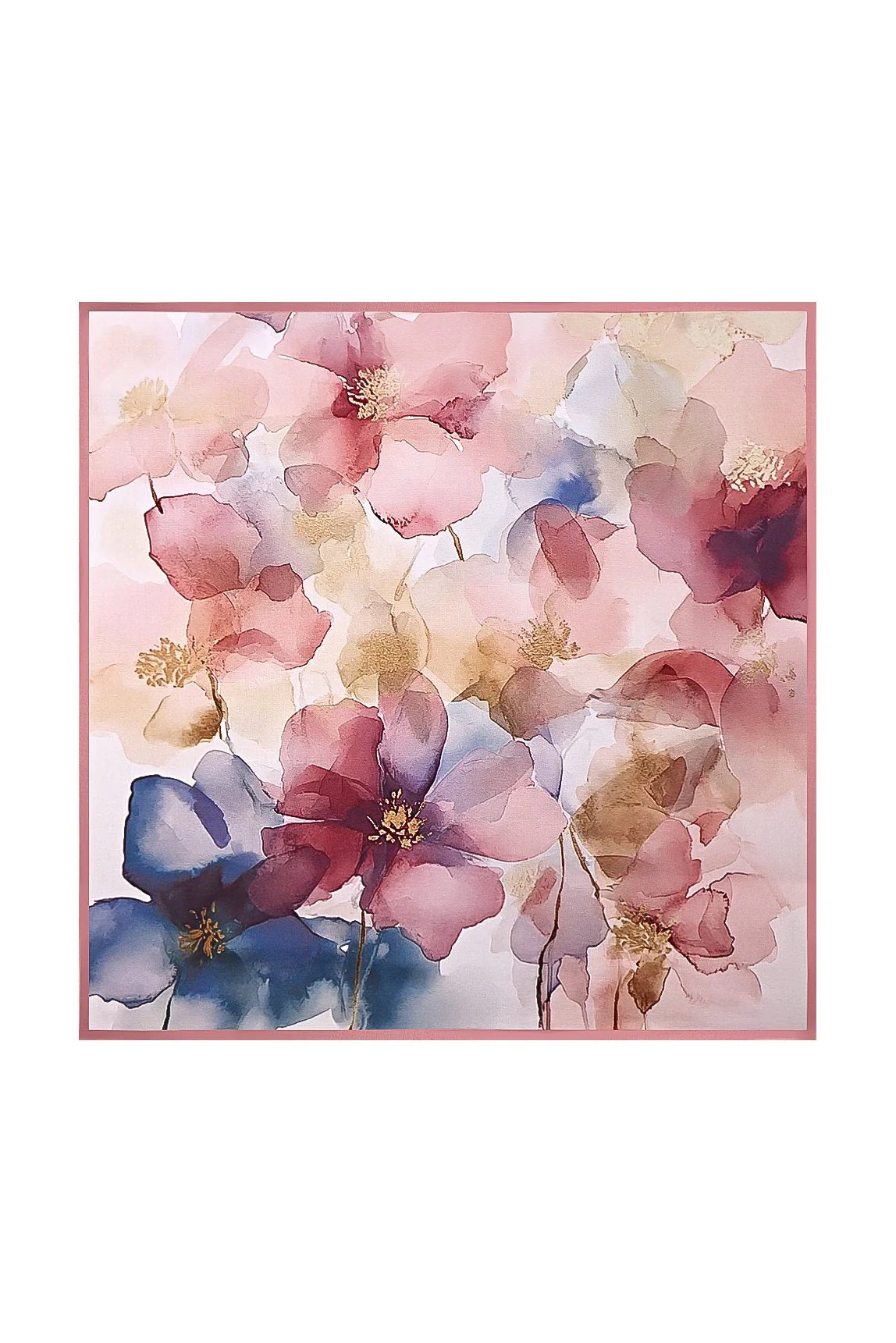 Foulard Carré en Pure Soie à Motif Perspective - Taille 53x53cm