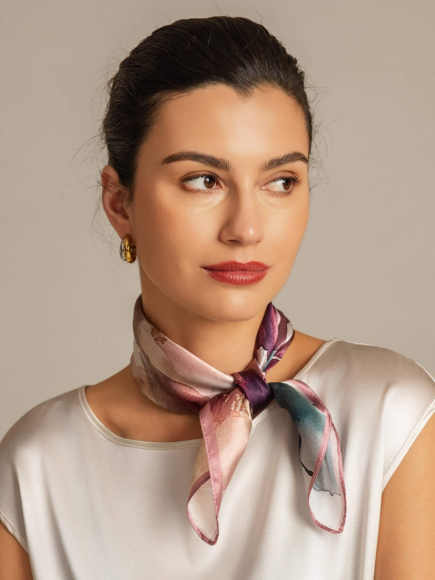 Foulard Carré en Pure Soie à Motif Perspective - Taille 53x53cm - Image 5