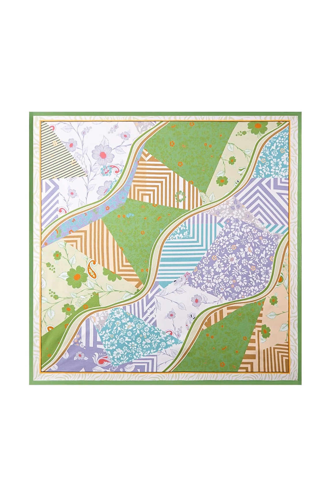 Pure Silk Pattern Stitching Square Scarf - Taille 53x53cm