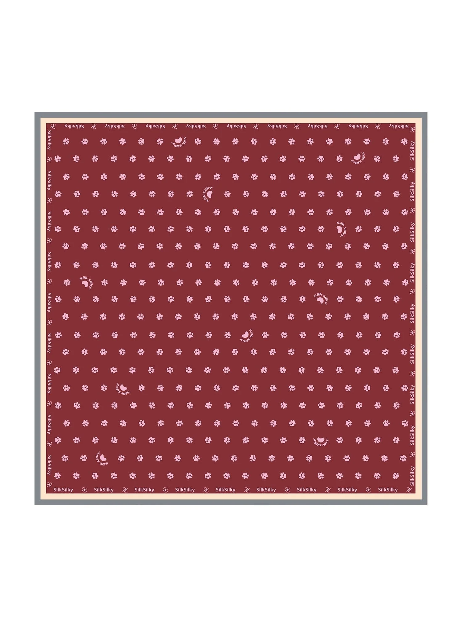 Carré en Soie Pure à Motif Empreinte de Patte - Taille 90x90cm
