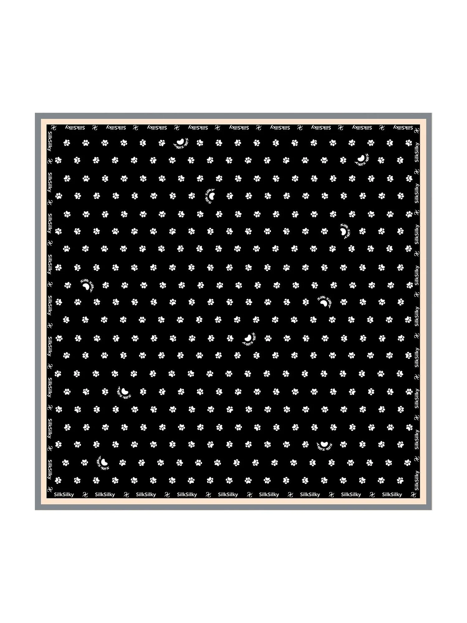 Carré en Soie Pure à Motif Empreinte de Patte - Taille 90x90cm - Image 7