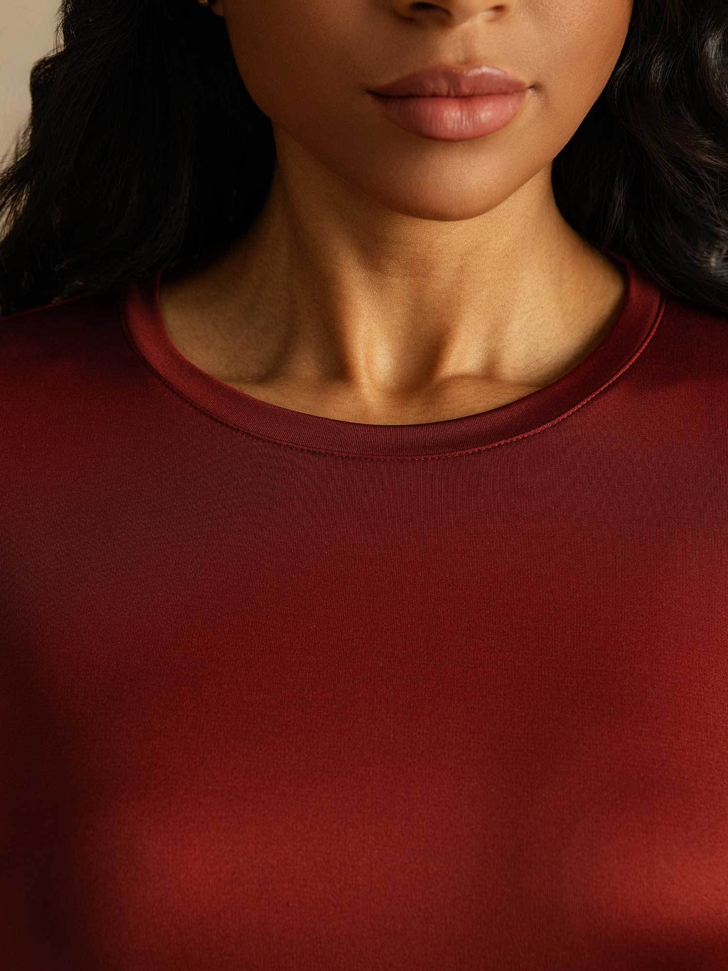 Haut À Manches Longues En Pure Soie Pour Femme À Col Rond - Image 30