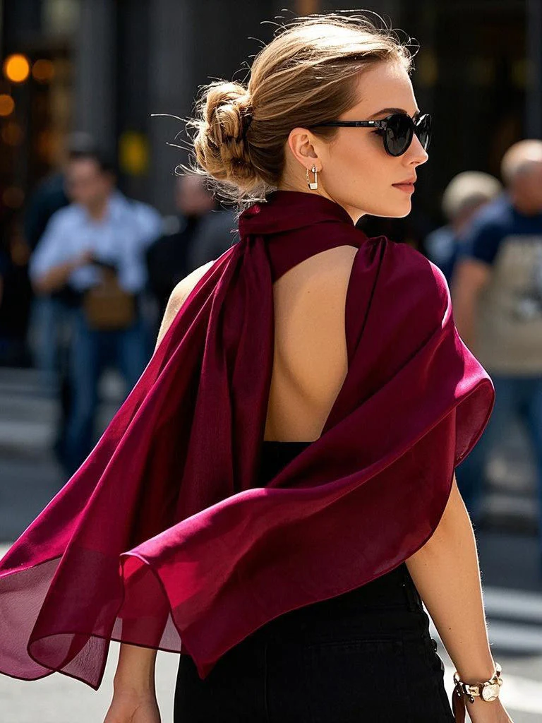Soie Pure Rectangle Long Foulard/Châle 170x53cm / 67 - Image 15