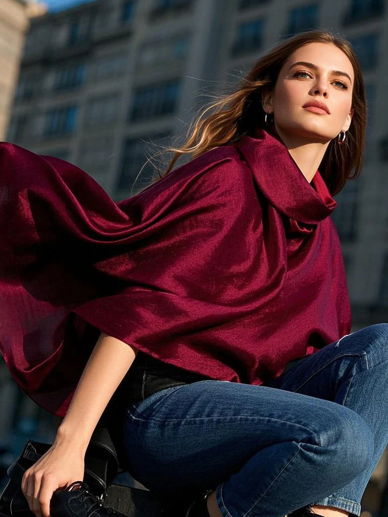 Soie Pure Rectangle Long Foulard/Châle 170x53cm / 67 - Image 16