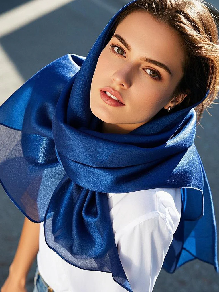 Soie Pure Rectangle Long Foulard/Châle 170x53cm / 67 - Image 23
