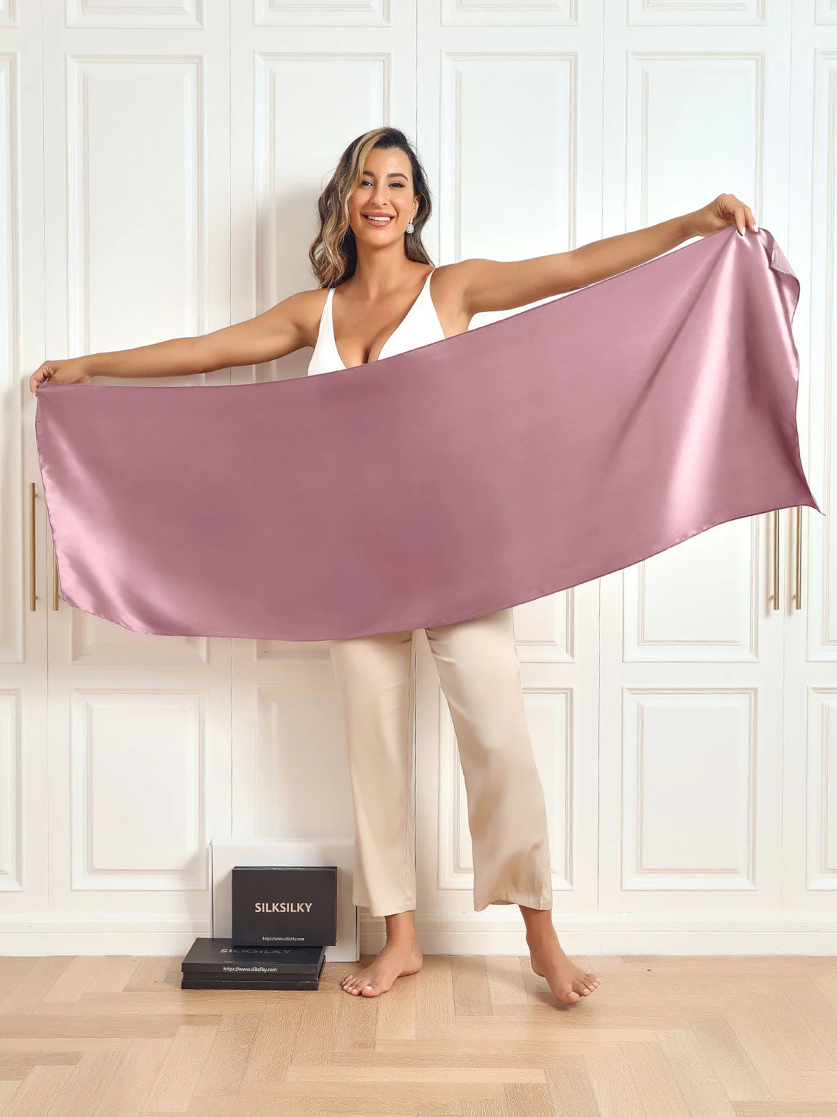 Soie Pure Rectangle Long Foulard/Châle 170x53cm / 67 - Image 52