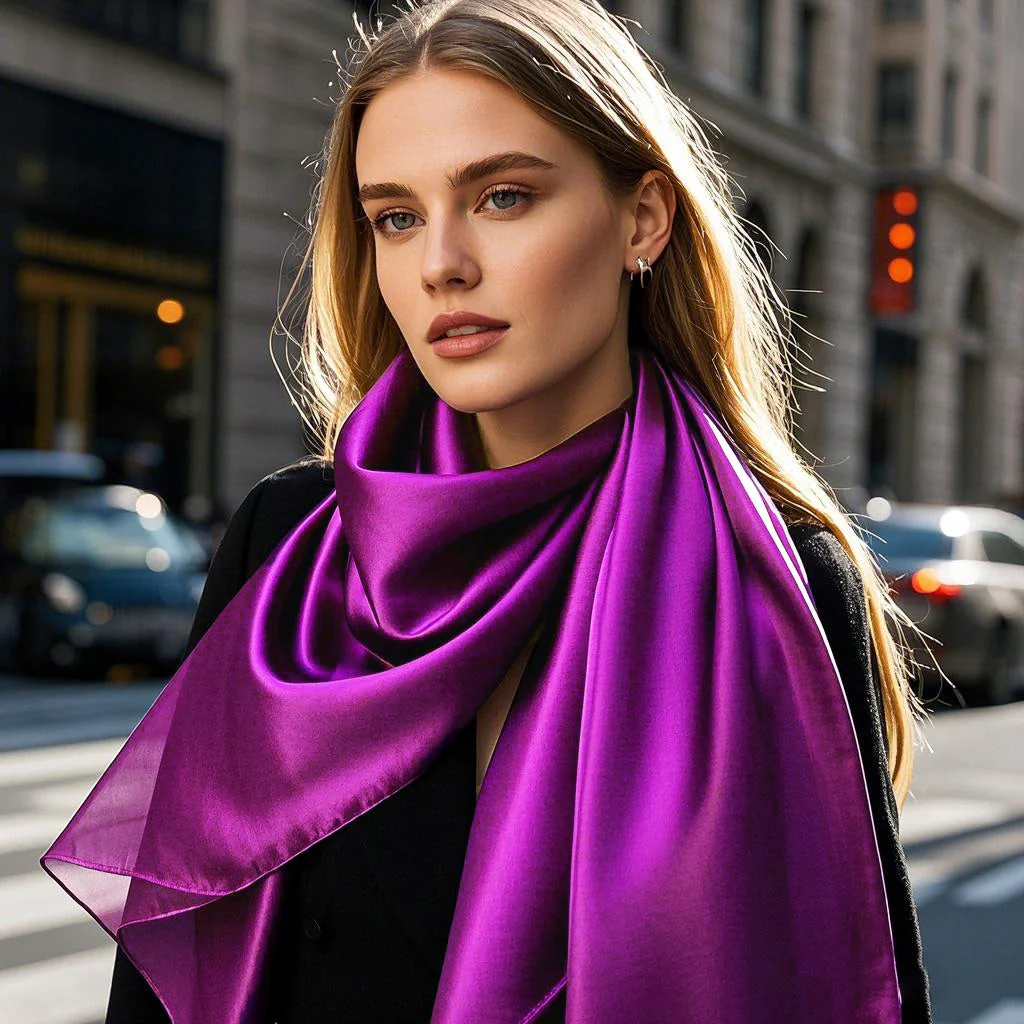 Soie Pure Rectangle Long Foulard/Châle 170x53cm / 67 - Image 55