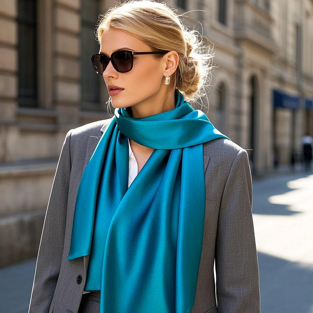 Soie Pure Rectangle Long Foulard/Châle 170x53cm / 67 - Image 6