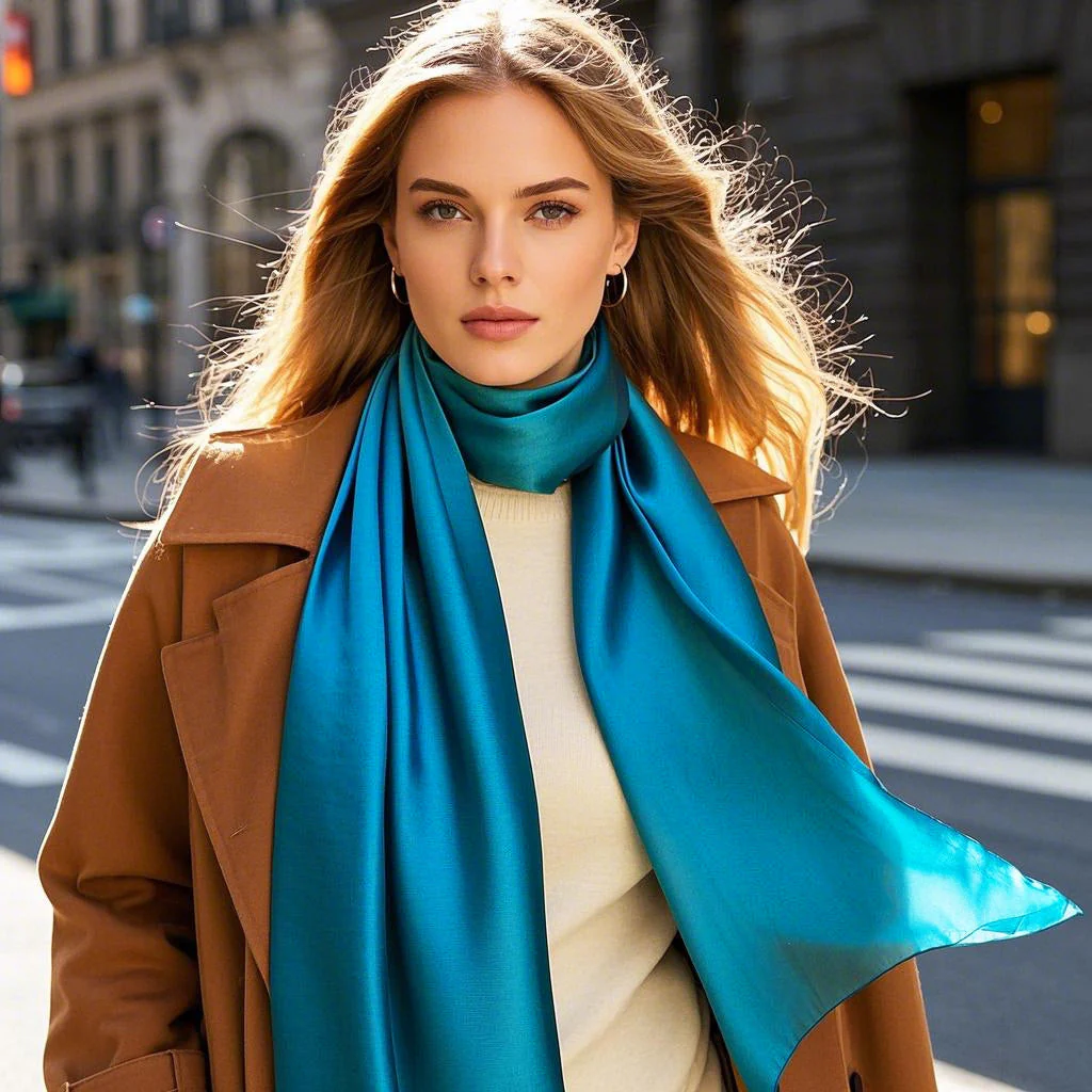 Soie Pure Rectangle Long Foulard/Châle 170x53cm / 67 - Image 7