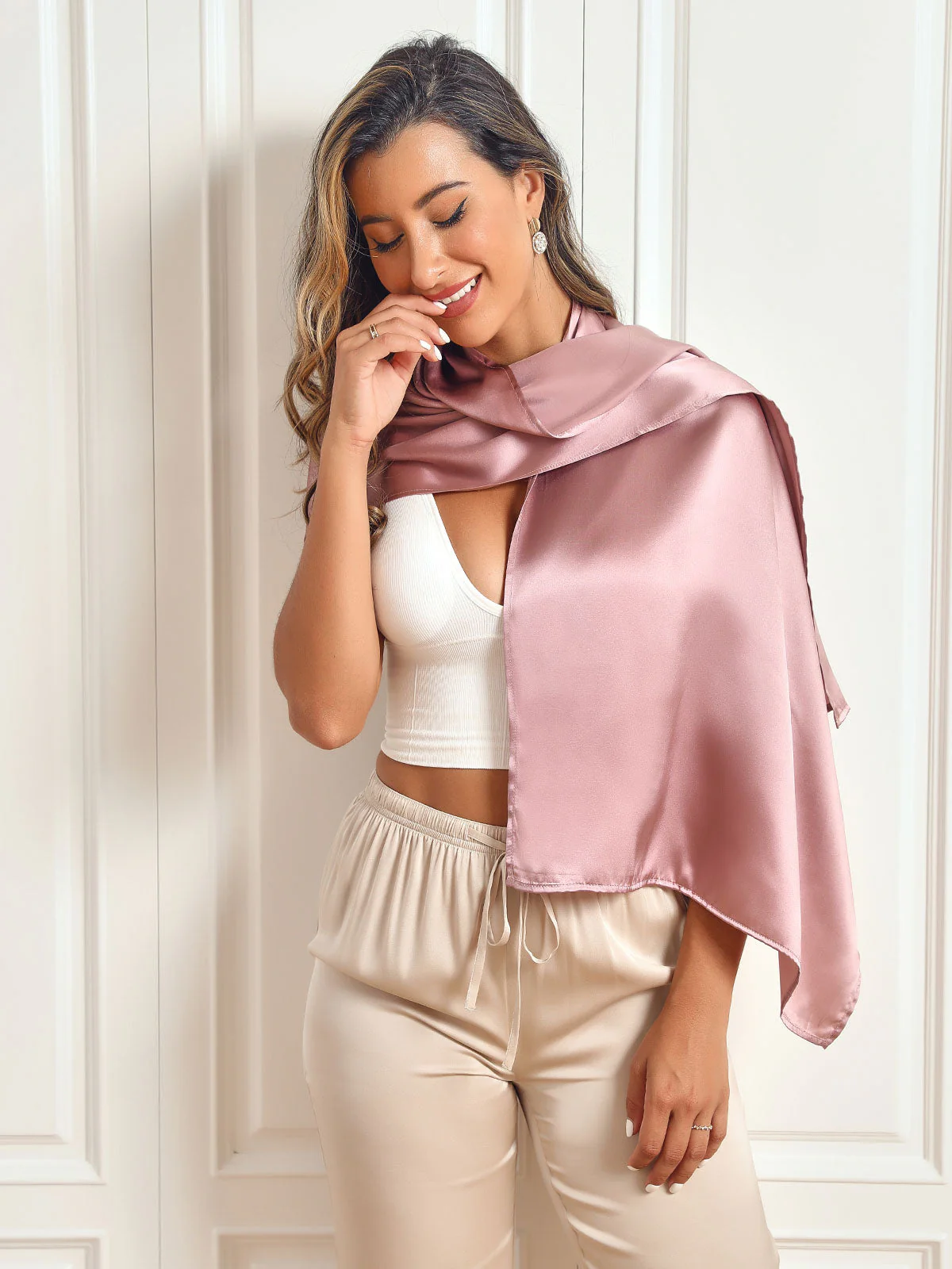 Soie Pure Rectangle Long Foulard/Châle 170x53cm / 67 - Image 71