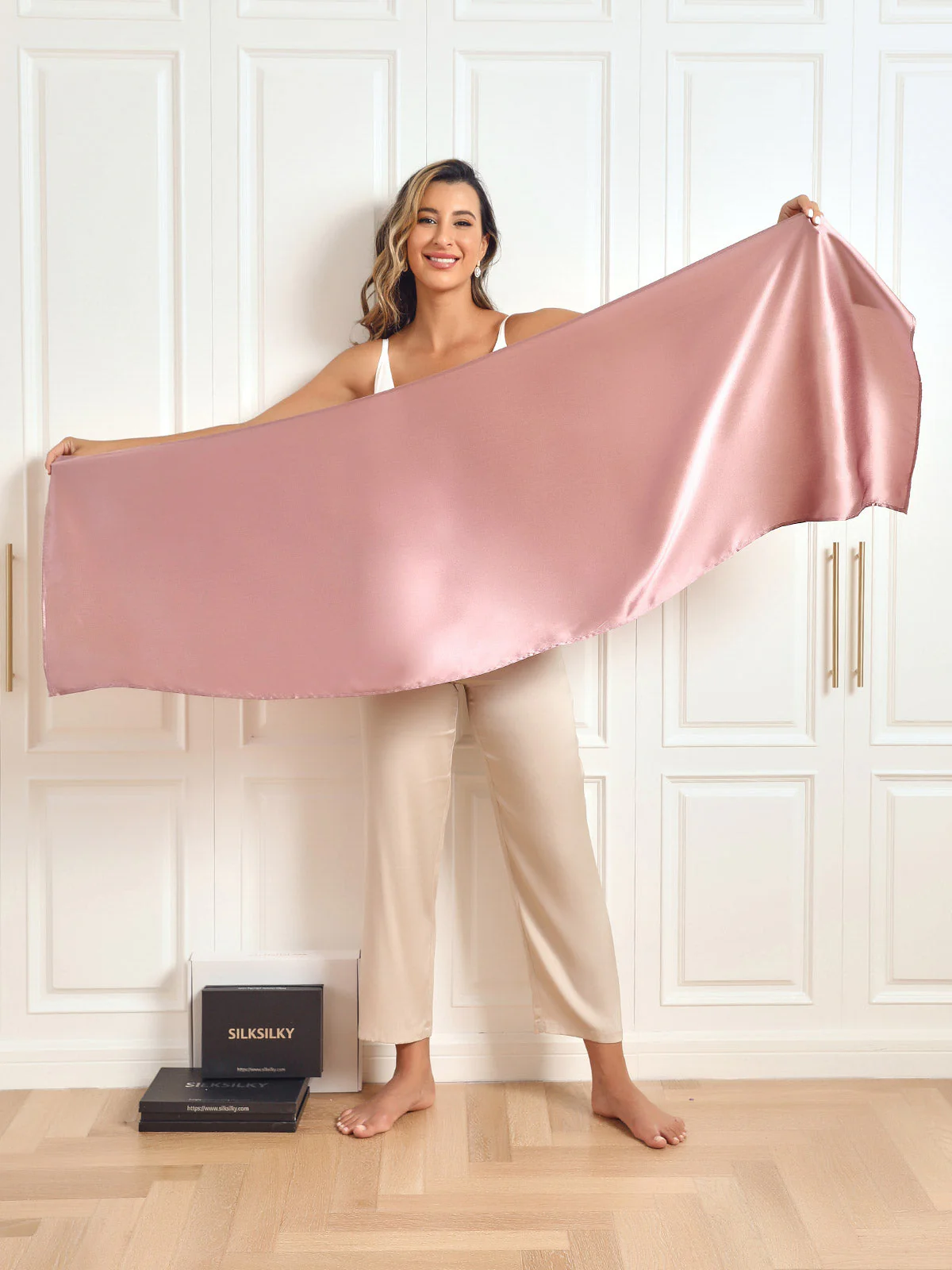 Soie Pure Rectangle Long Foulard/Châle 170x53cm / 67 - Image 72