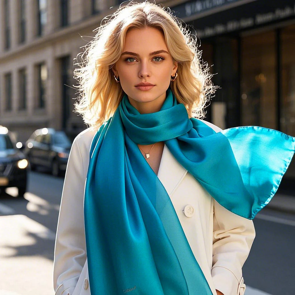 Soie Pure Rectangle Long Foulard/Châle 170x53cm / 67 - Image 9