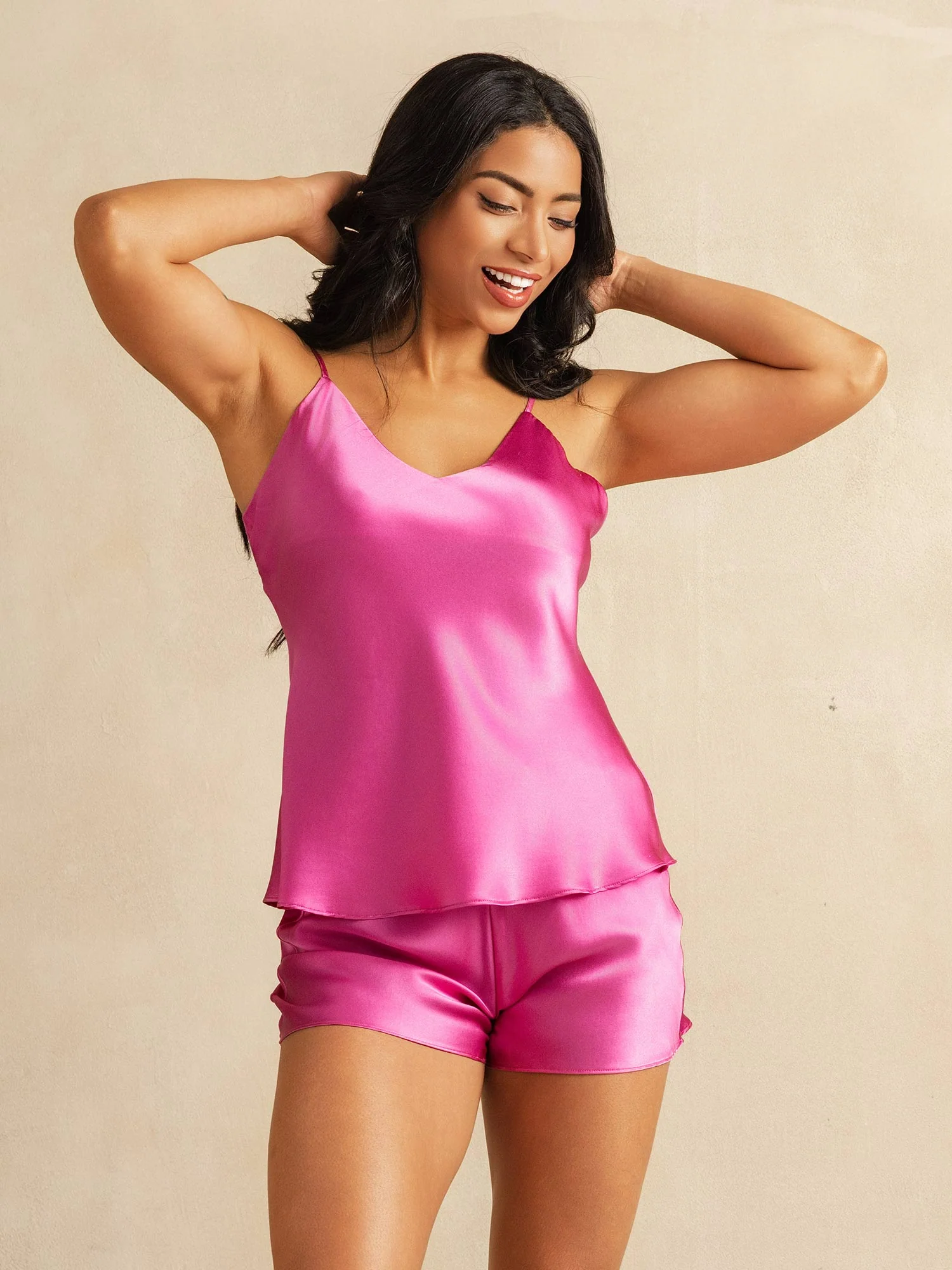 Ensemble de Camisole à Bretelles Spaghetti en Soie Pure 2Pcs - Image 44