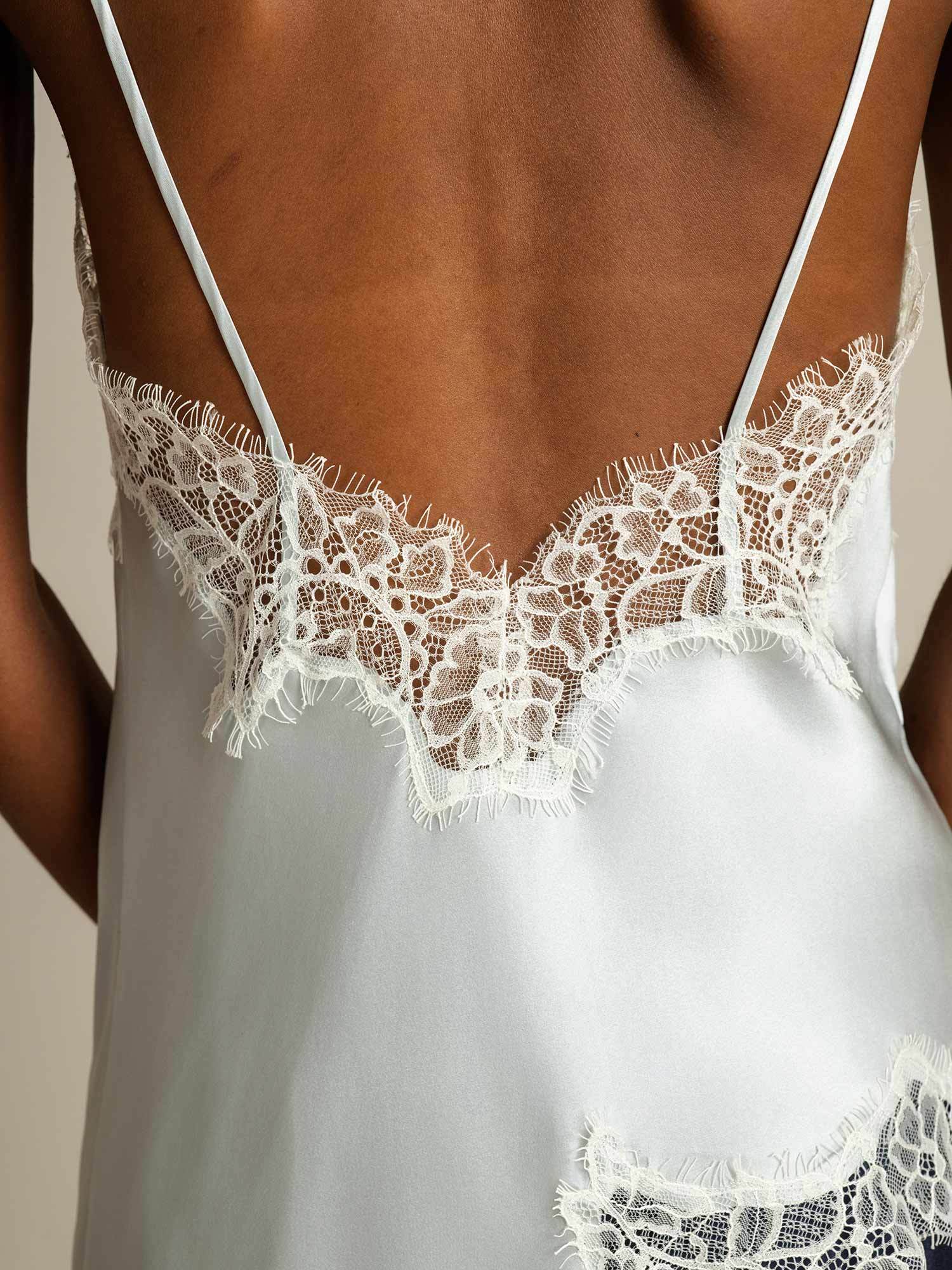 Top Caraco 100% Soie De Mûrier Dentelle Ourlet Asymétrique - Image 5