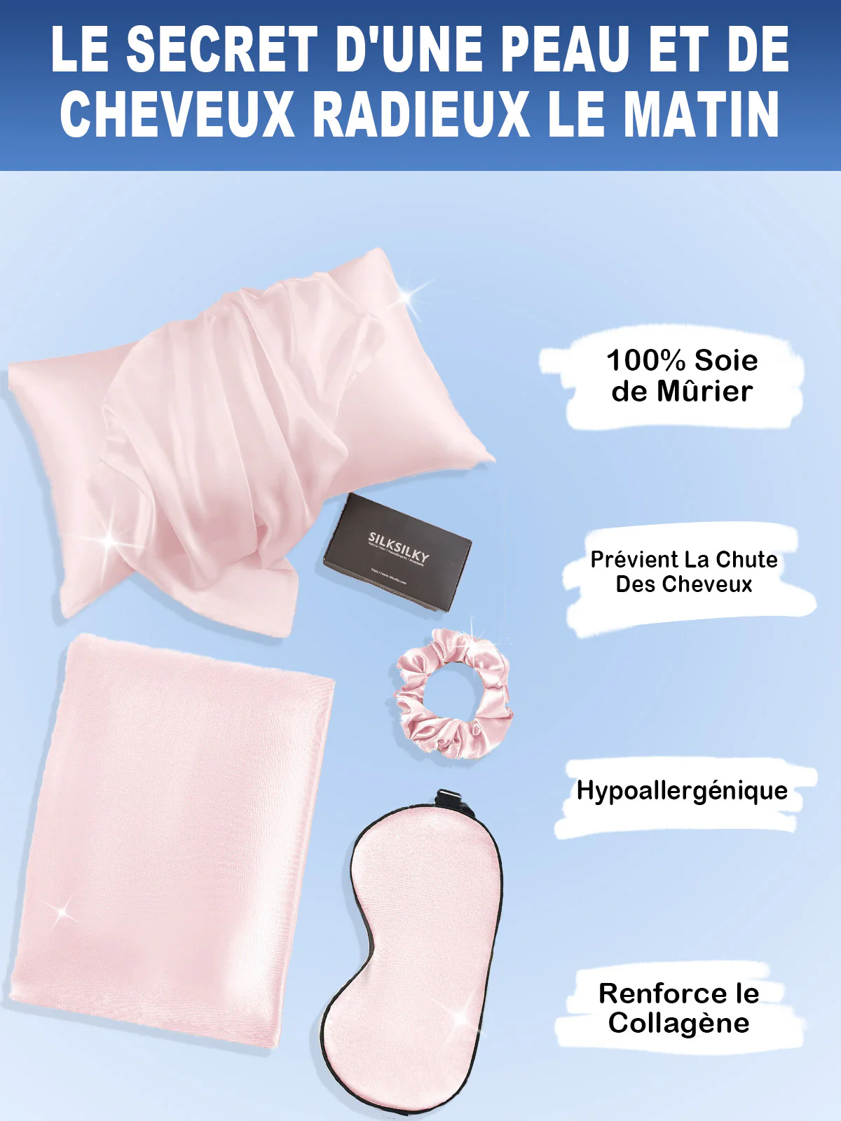 19Momme 3Pcs Ensemble de Beauté en soie pour Cheveux (Taie d'Oreiller Enveloppe) - Image 22