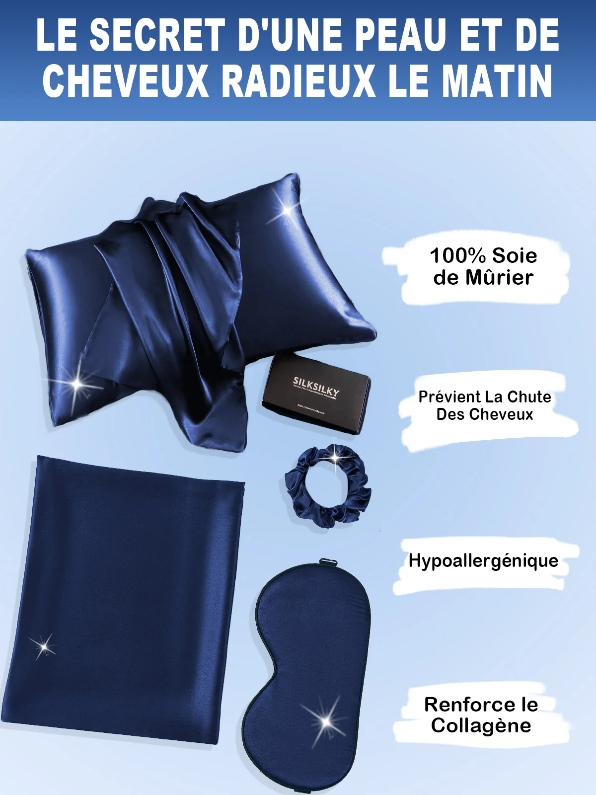 19Momme 3Pcs Ensemble de Beauté en soie pour Cheveux (Taie d'Oreiller Enveloppe) - Image 38
