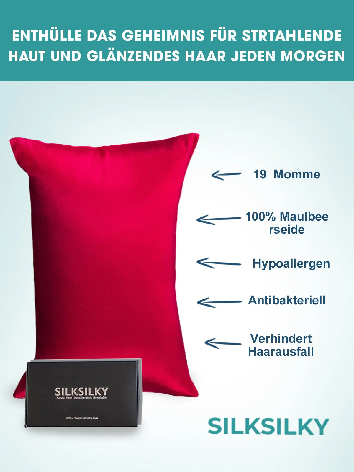 2x Taie d’Oreiller Simple Enveloppée En Soie 19Momme - Image 32