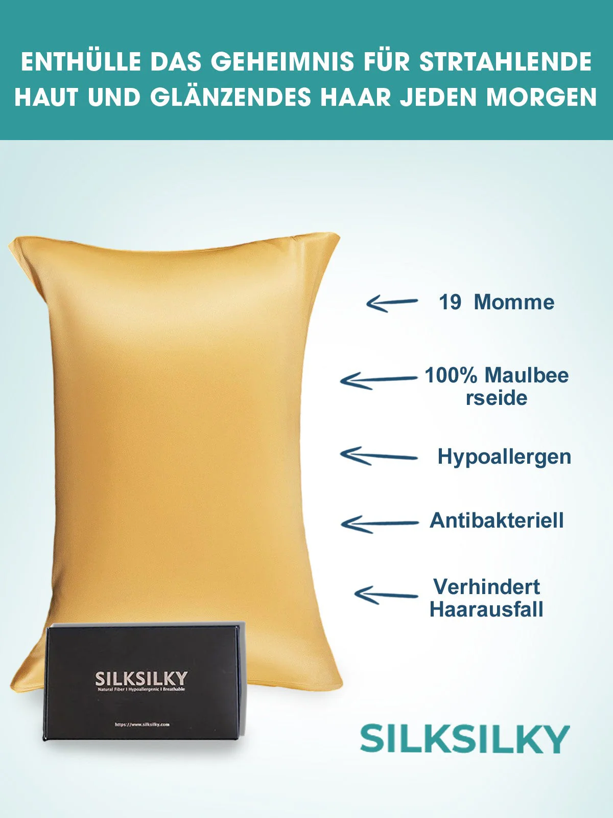 2x Taie d’Oreiller Simple Enveloppée En Soie 19Momme - Image 44