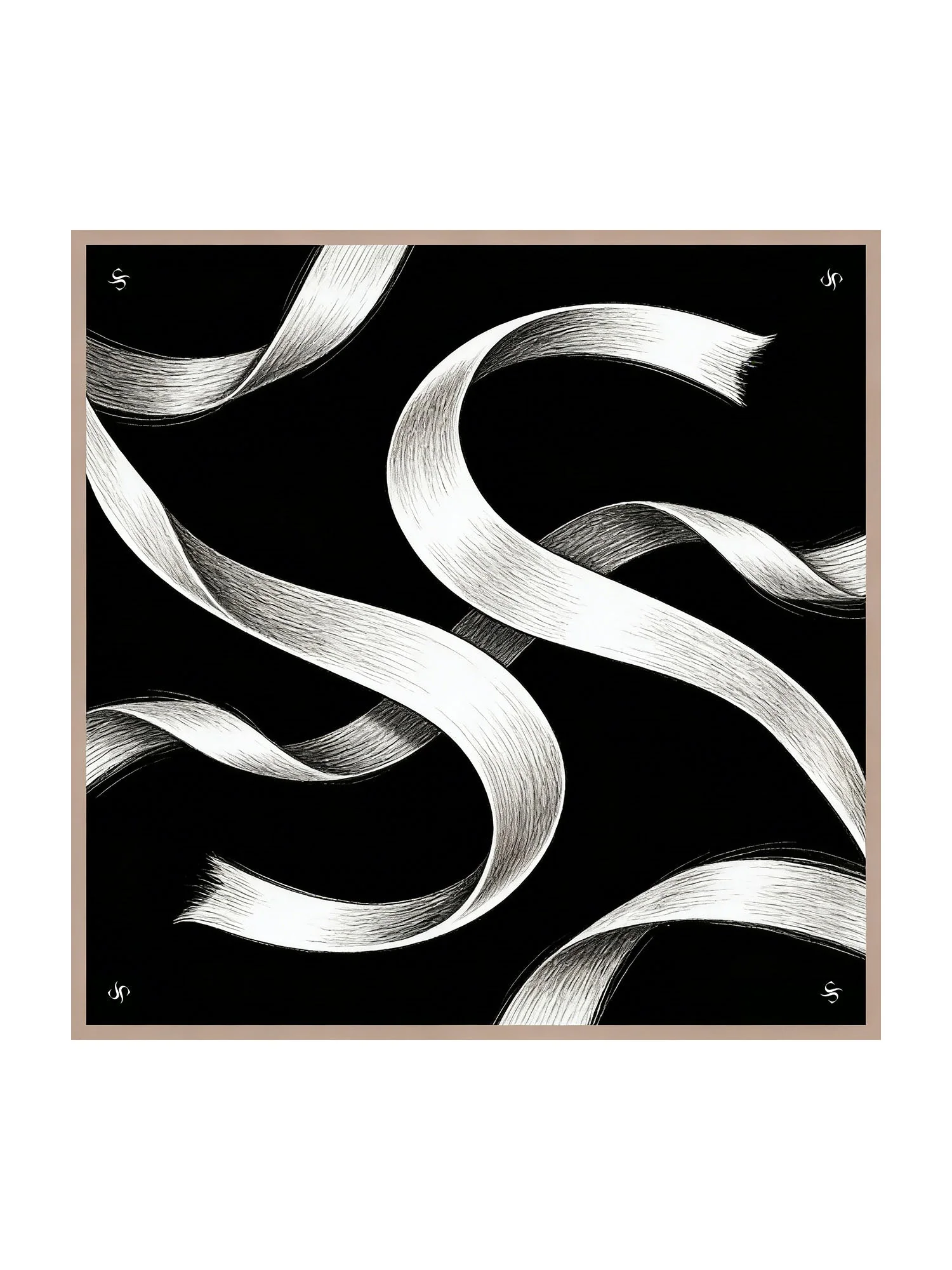 Foulard Carré Ruban Blanc en Soie Pure - Taille 90x90cm